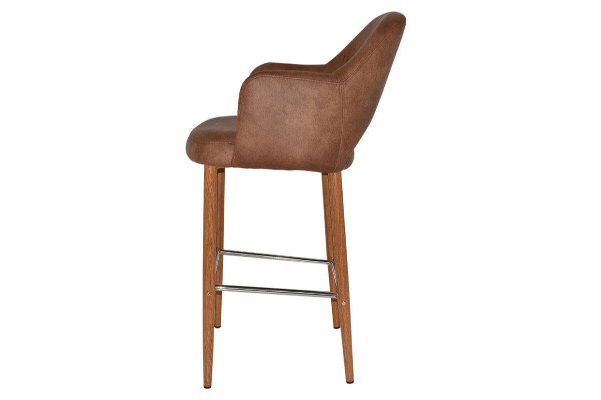 EZ Hospitality Avalon Stool with Arms - Light Oak Finish - 750mm Seat Height - Perfect for Kitchen Islands, Bars & Commercial Settings