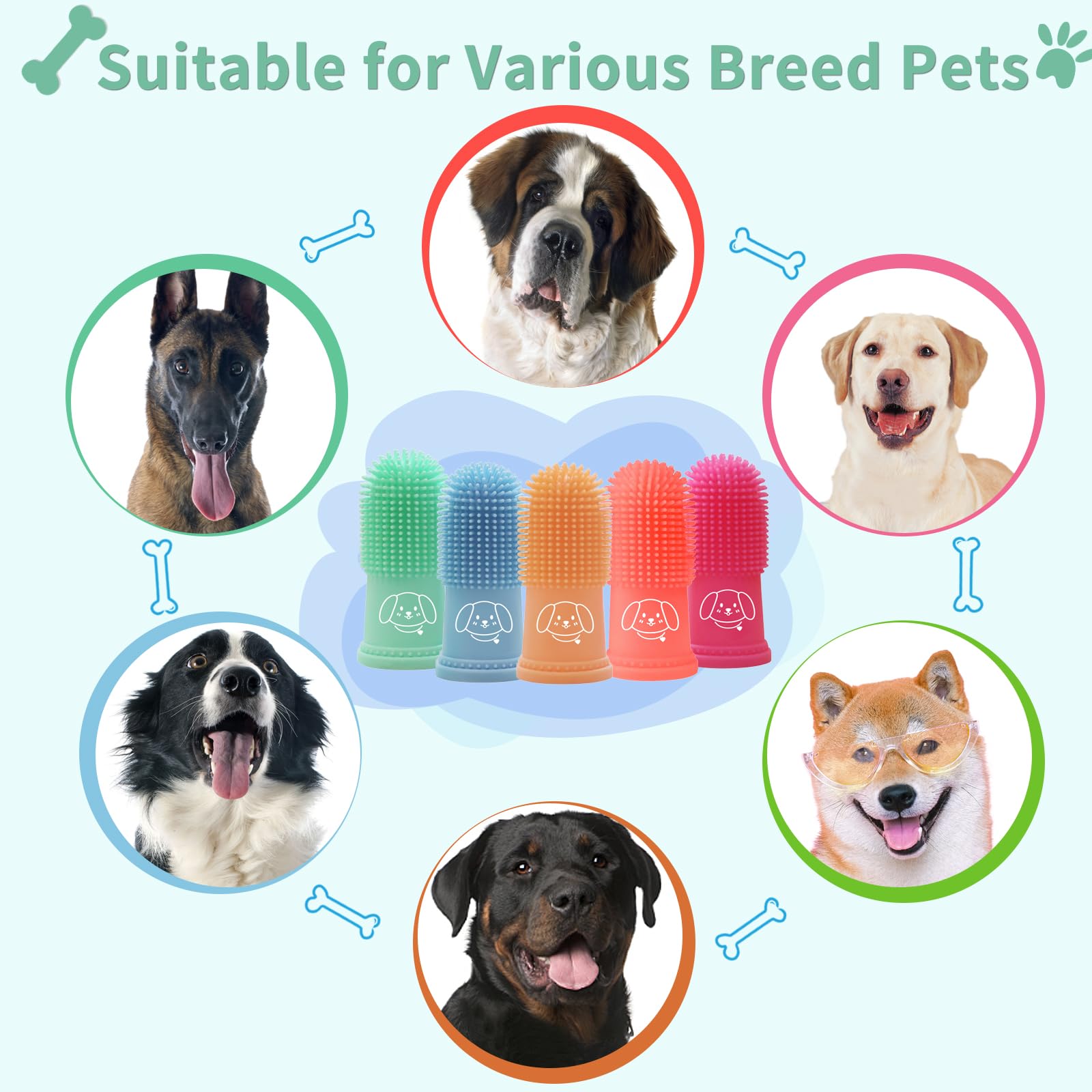 Pet Dental Care Finger Toothbrush for Dogs - Puppy Teeth Cleaning Kit with Soft Fingerbrush for Gentle Brushing - Perfect for Small & Medium Dogs at Home or Travel