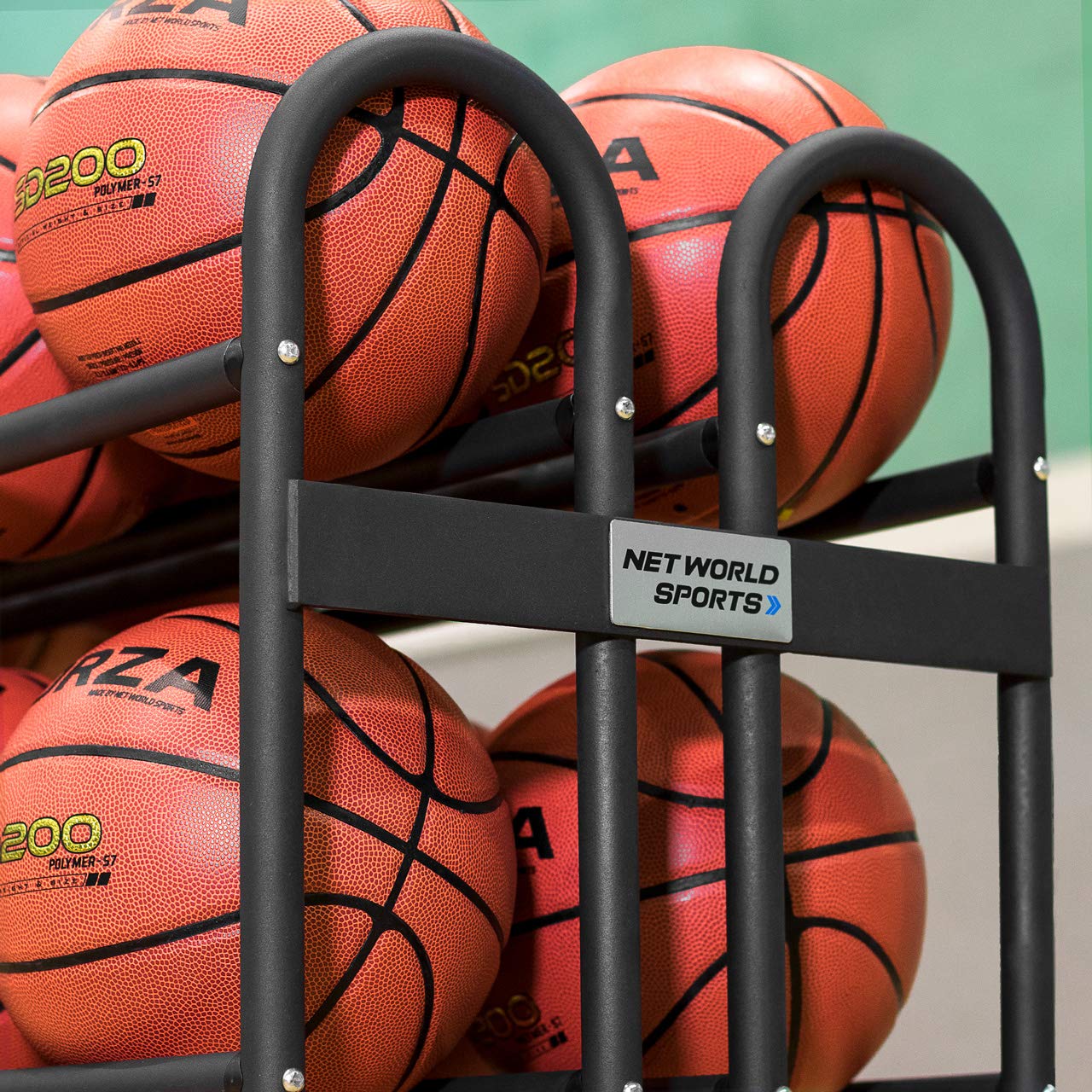 FORZA Portable Sports Ball Storage Cart - Heavy Duty Ball Cage for Basketball, Football, Volleyball | Holds Up to 40 Balls | Perfect for Gym, School & Sports Facility Organization