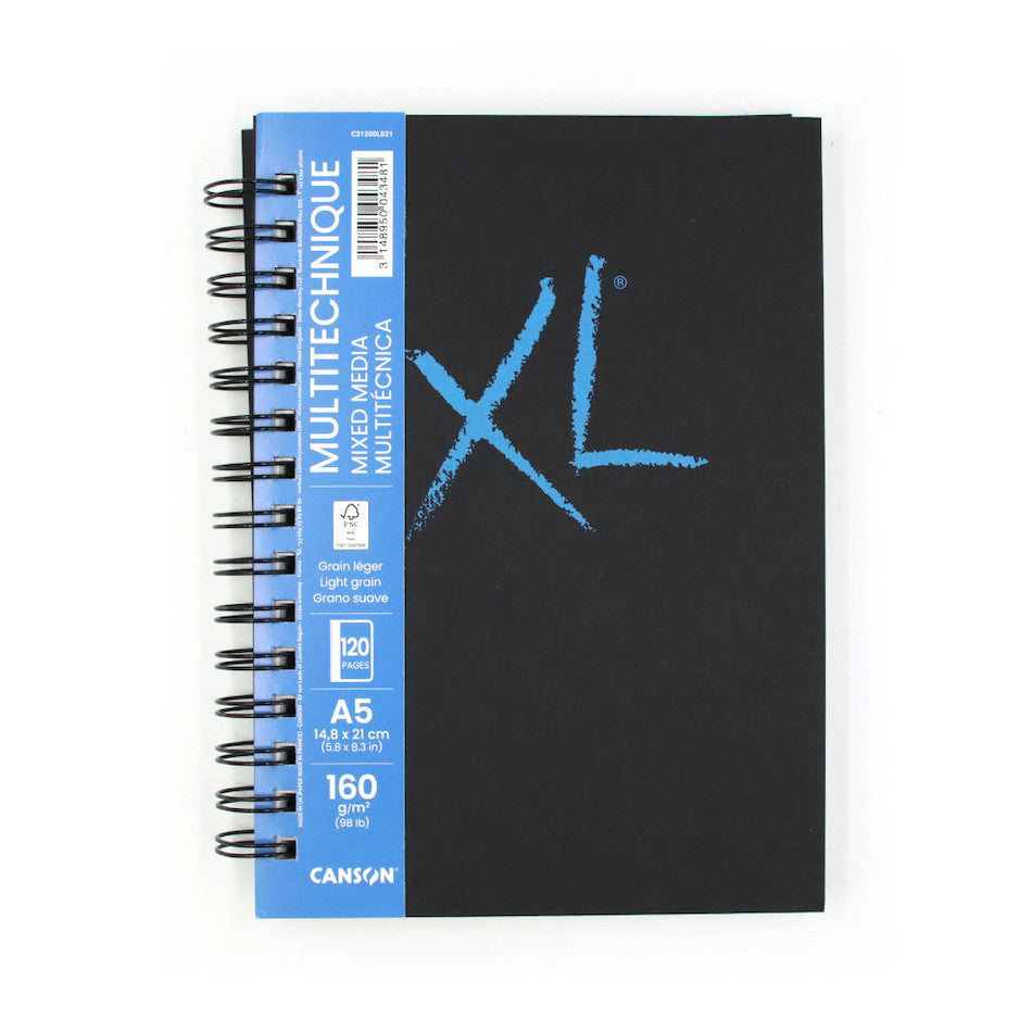 Canson XL Mixed Media Sketchbook Wirebound Portrait A5 60 Sheets - Perfect for Watercolor, Acrylic, Ink & Drawing | Ideal for Artists, Students & Travel Sketching