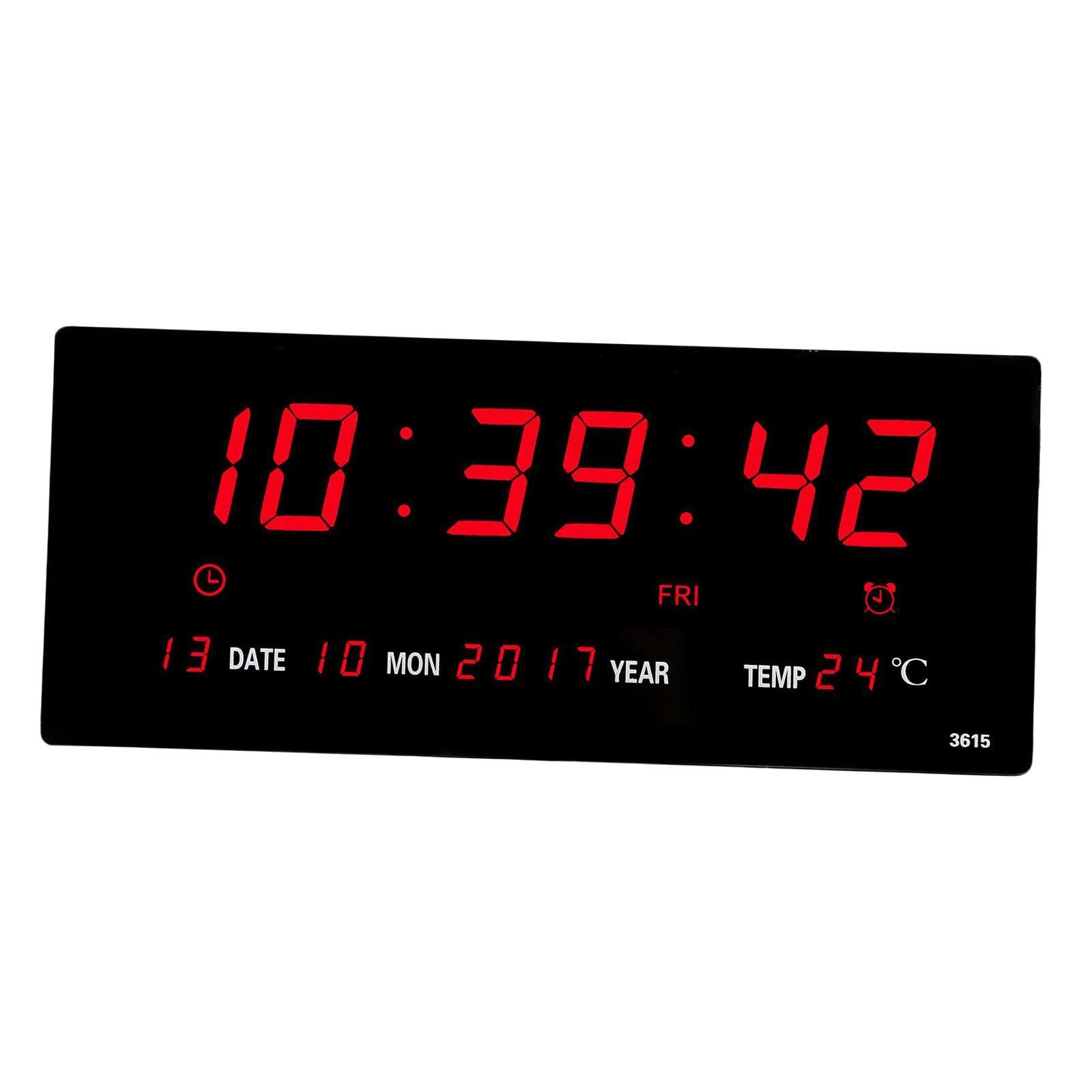 MERIGLARE Large Digital LED Wall Clock with Temperature Display & Calendar - Perfect for Home, Office, Bedroom and Kitchen Decor