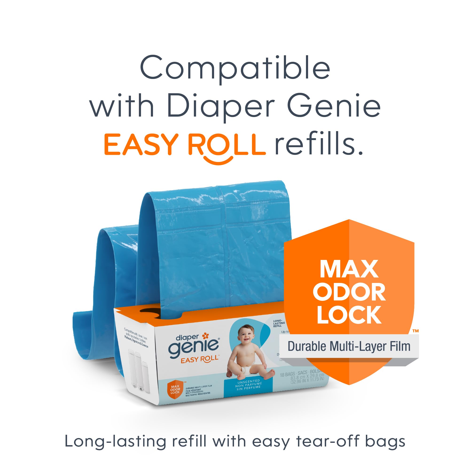 Diaper Genie Signature Gift Set with Easy Roll Refill - 48 Bags | Holds 2256+ Newborn Diapers | Perfect for Nursery, Baby Shower & Diaper Changing Station
