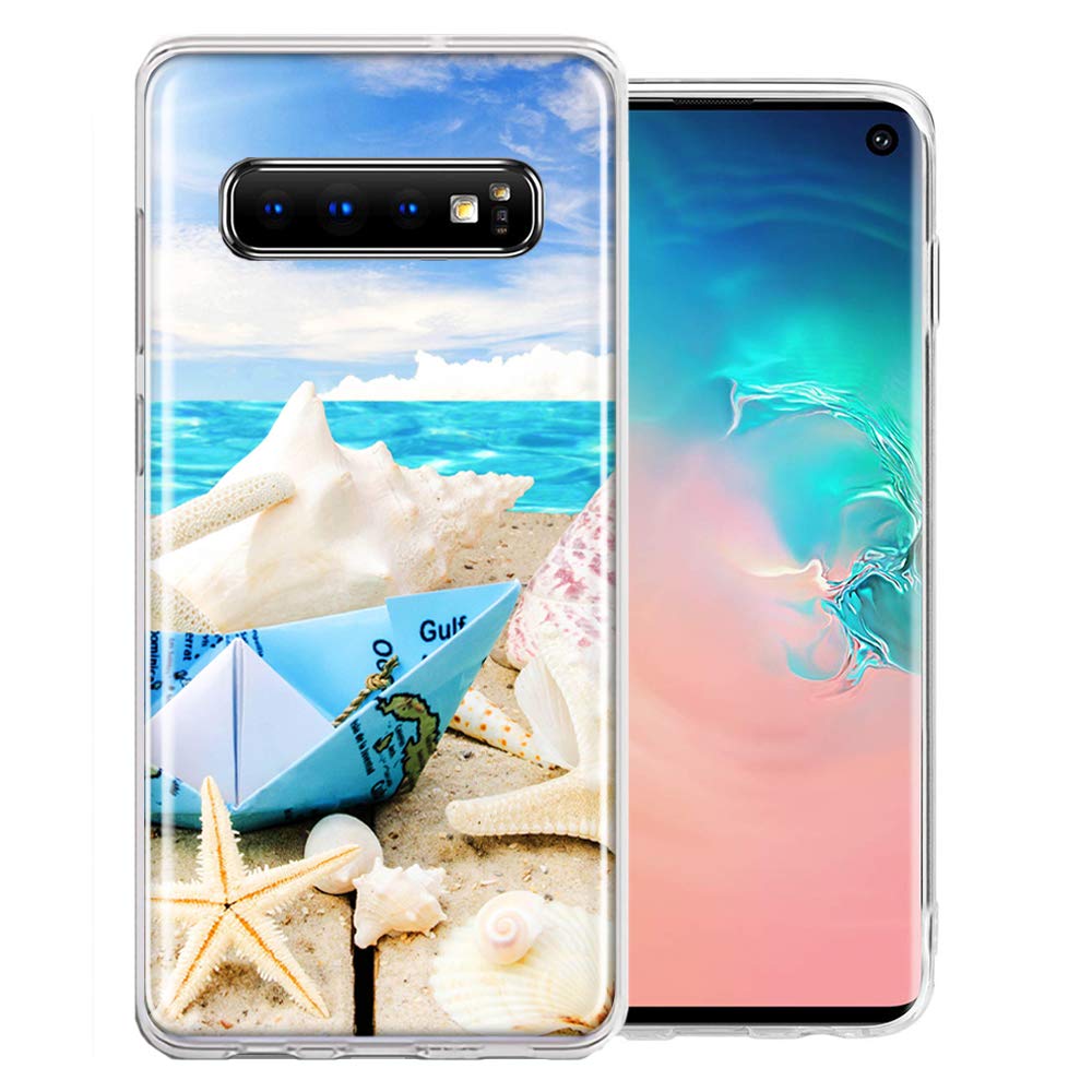 Samsung Galaxy S10 Case - Beach Paper Boat Design Double Layer Protective Phone Cover for Shockproof & Scratch Resistance - Perfect for Outdoor, Travel & Daily Use