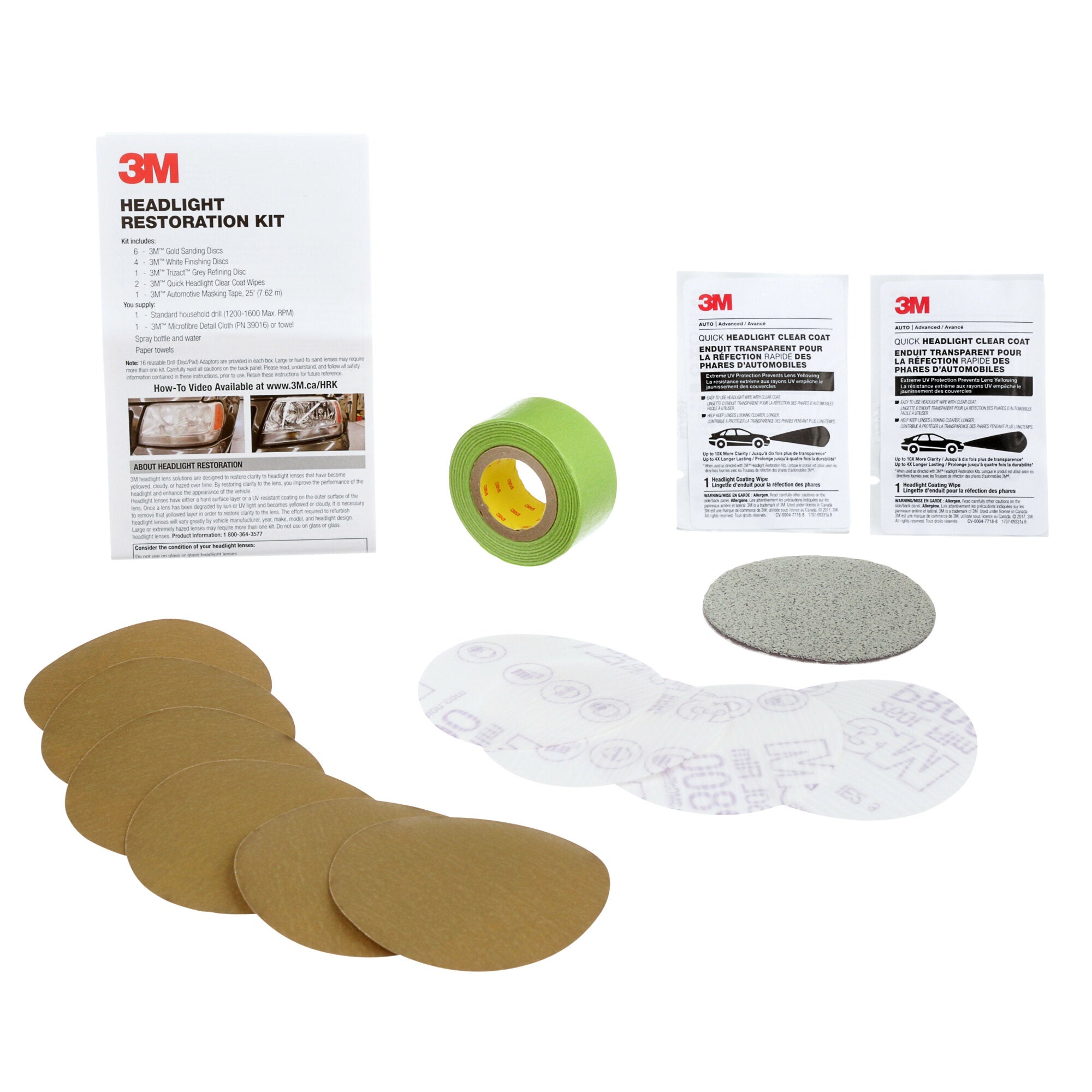 3M 39181 Headlight Restoration Kit – Restore Foggy & Yellow Headlights – DIY Car Headlight Cleaner & Polish – Perfect for Cars, Trucks & SUVs – Improve Night Driving Safety
