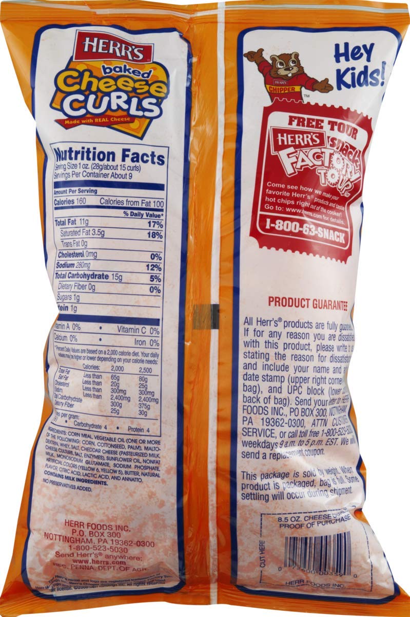 Herr's Baked Cheese Curls - 8oz Bags (Baked Cheddar, Hot Cheese & Honey Flavors) - Crunchy Snacks for Parties, Movie Nights & Office Breaks