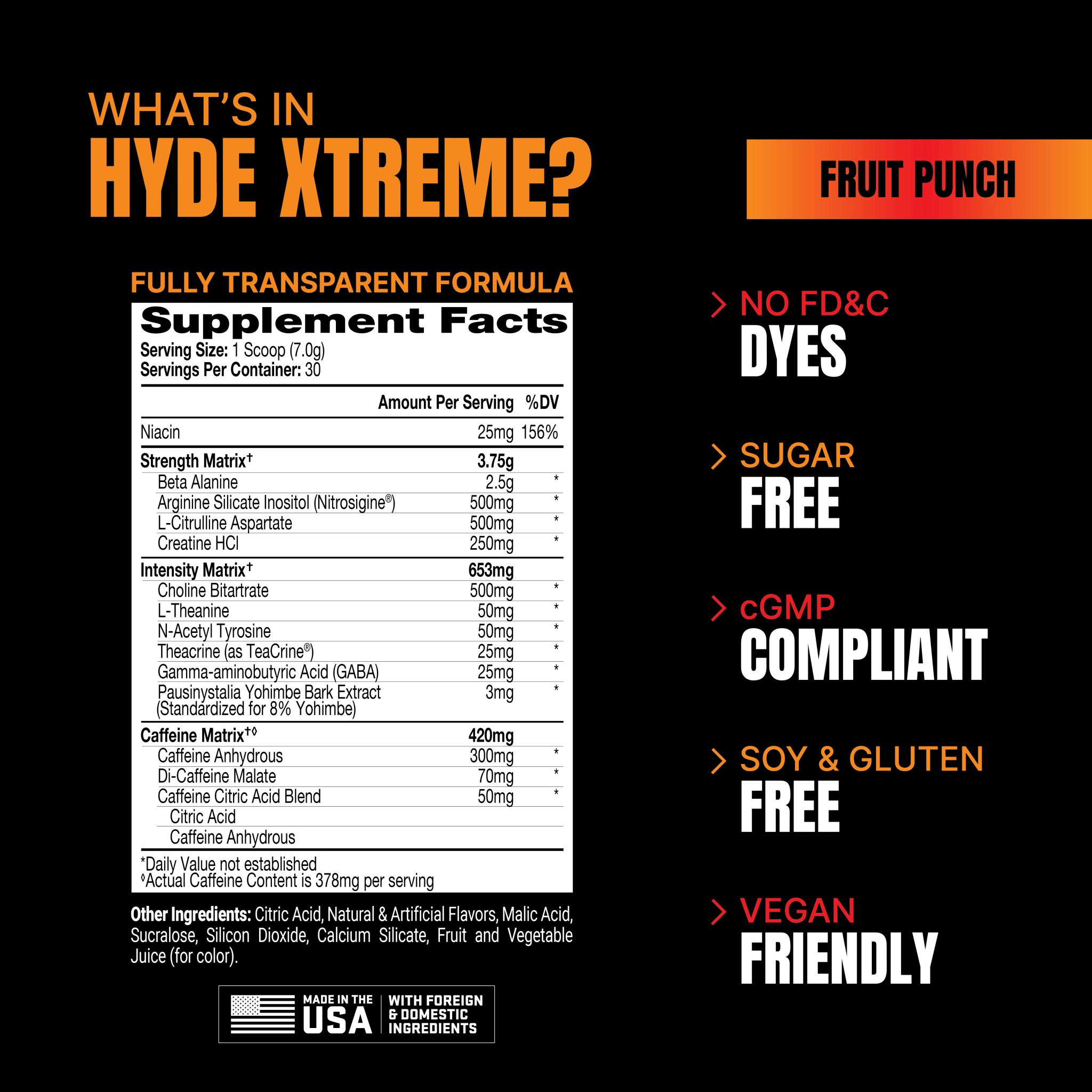 Pro Supps HYDE Xtreme Pre-Workout Powder - Energy & Strength Booster for Gym, Fitness & Bodybuilding | Best for Intense Training & Muscle Growth
