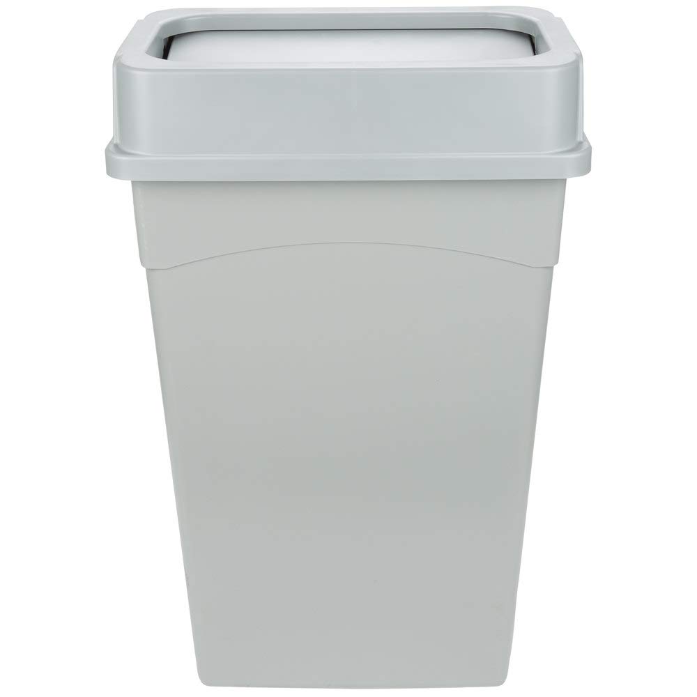 PRO&Family 92 Qt (23 Gallon/87 Liter) Slim Wall-Hugger Trash Can with Drop-Shot Lid - Includes Trash Bags - Space-Saving Rectangular Kitchen Garbage Bin for Home, Office, Restaurant & Recycling Station