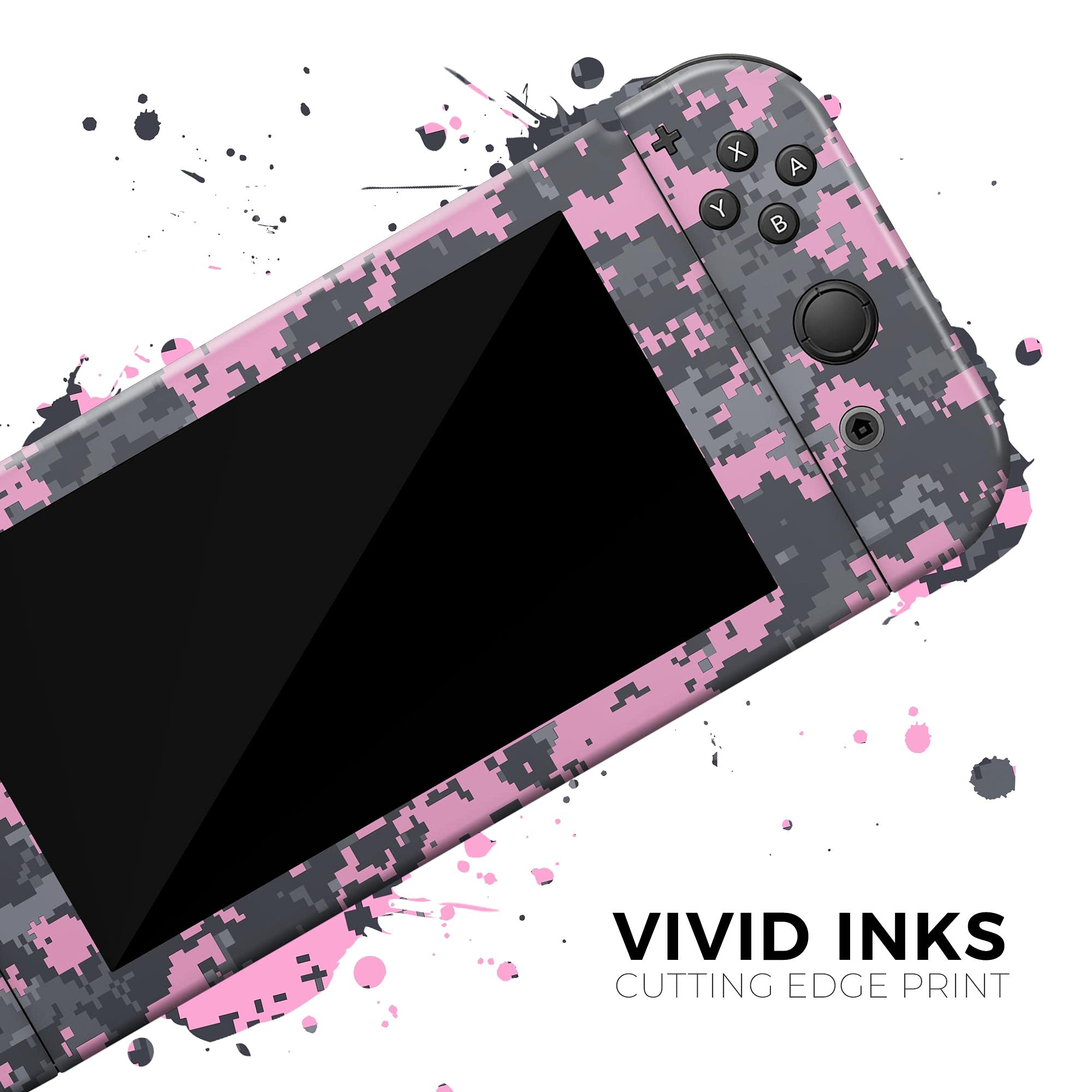 Nintendo Switch Joy-Con Skin Decal - Scratch-Resistant Removable Vinyl Wrap Cover - Light Pink & Gray Camo Design - Perfect for Gaming Protection & Customization