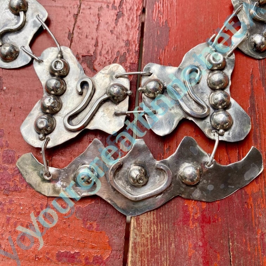 Vintage Mid Century Brutalist Necklace - Sterling Silver Statement Jewelry for Women - Perfect for Boho Chic Outfits & Special Occasions