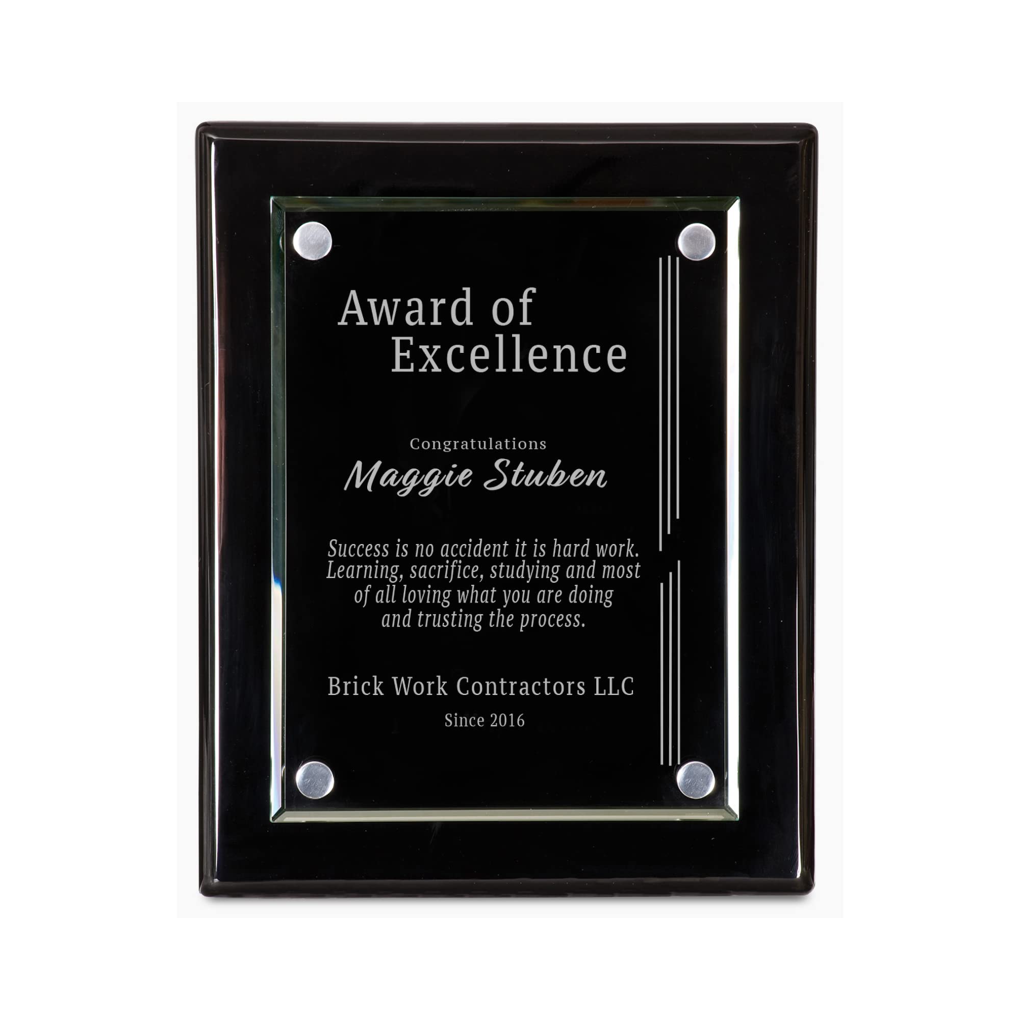 Custom Engraved Floating Glass Plaque - Personalized Piano Black Finish Wall Plaque for Employee Recognition, Appreciation Awards, Retirement Gifts & Service Awards (10.5x13 Inches) - Perfect for Office Decor, Corporate Events & Milestone Celebrations