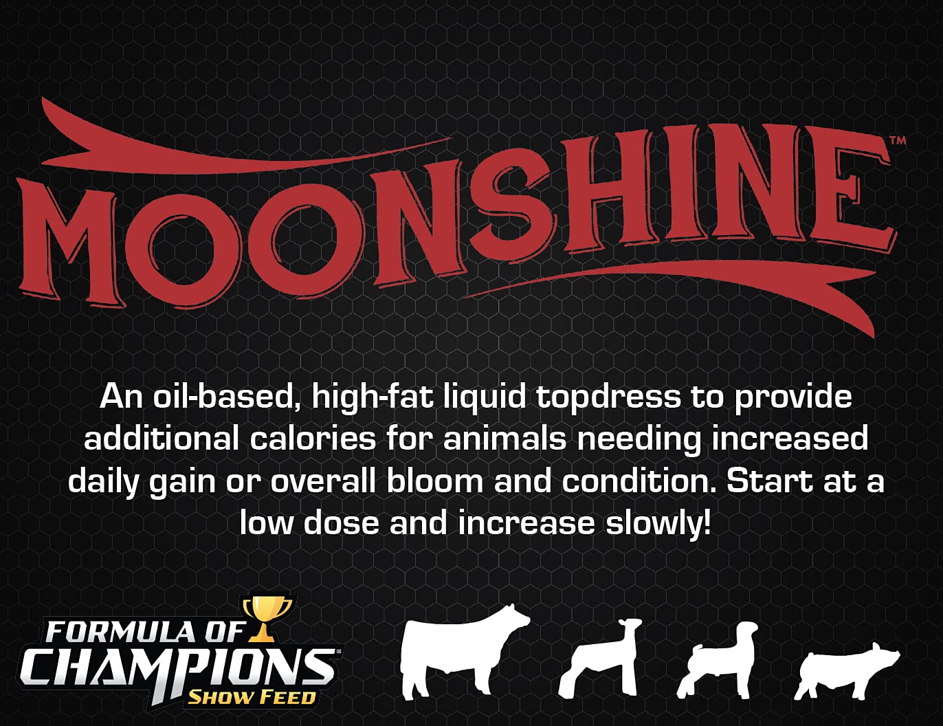 Premium Caramel Moonshine Fat Supplement for Show Animals - 5 Gallon Bucket - Enhances Coat Shine & Body Condition for Livestock Shows & Competitions