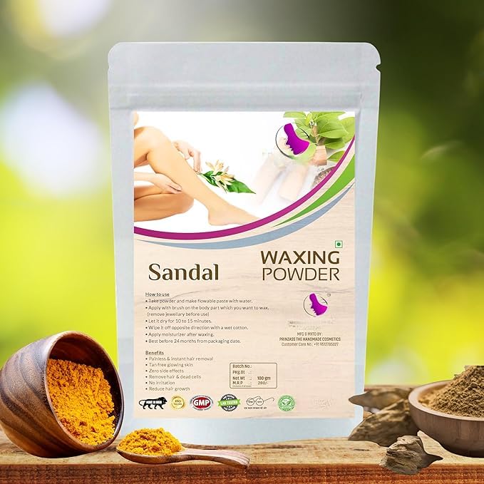 Natural Sandalwood Waxing Powder for Hair Removal - Safe for All Skin Types | Smooth & Painless Hair Removal at Home or Salon