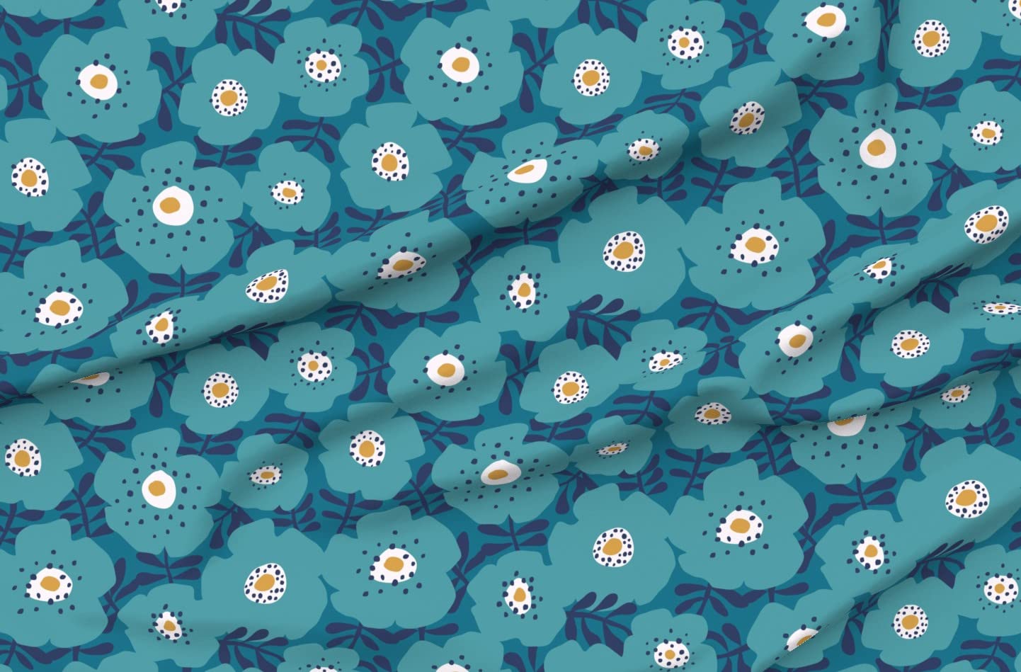 Big Blue Flowers Printed Minky Fabric by The Yard - Soft Plush Fabric for Sewing Baby Blankets, Quilt Backing & DIY Projects - Perfect for Nursery Decor, Cuddly Blankets & Crafting