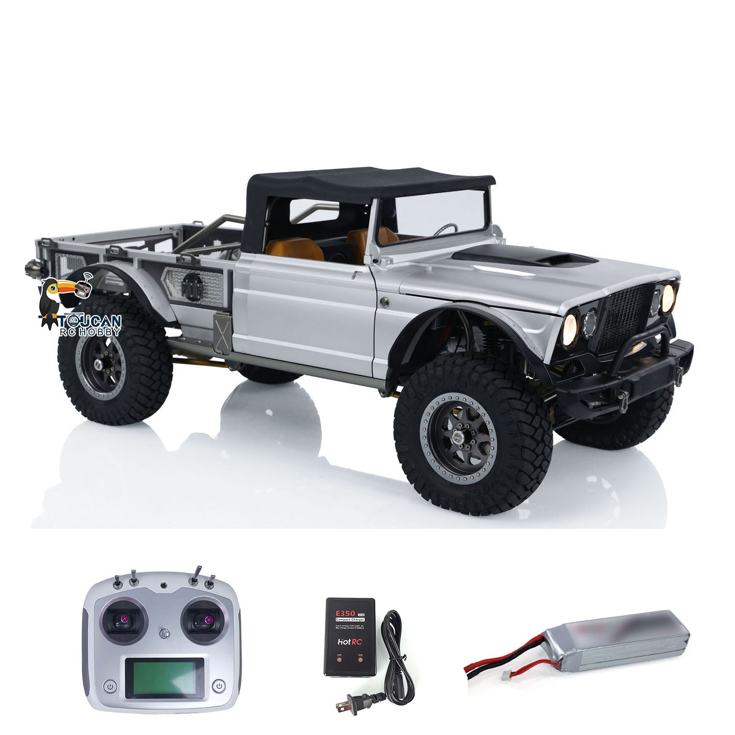 TWOLF 1/8 Scale M715 RTR RC Rock Crawler Truck - 4WD Off-Road Remote Control Car with Metal Chassis, LED Lights & Smoke Simulation | Ideal for Trail Crawling, Backyard Adventures & RC Enthusiasts