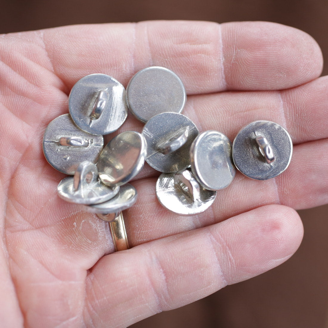 10-Pack Plain Pewter Buttons for Sewing, Crafts & DIY Projects - Small Size Metal Buttons for Clothing, Accessories & Home Decor