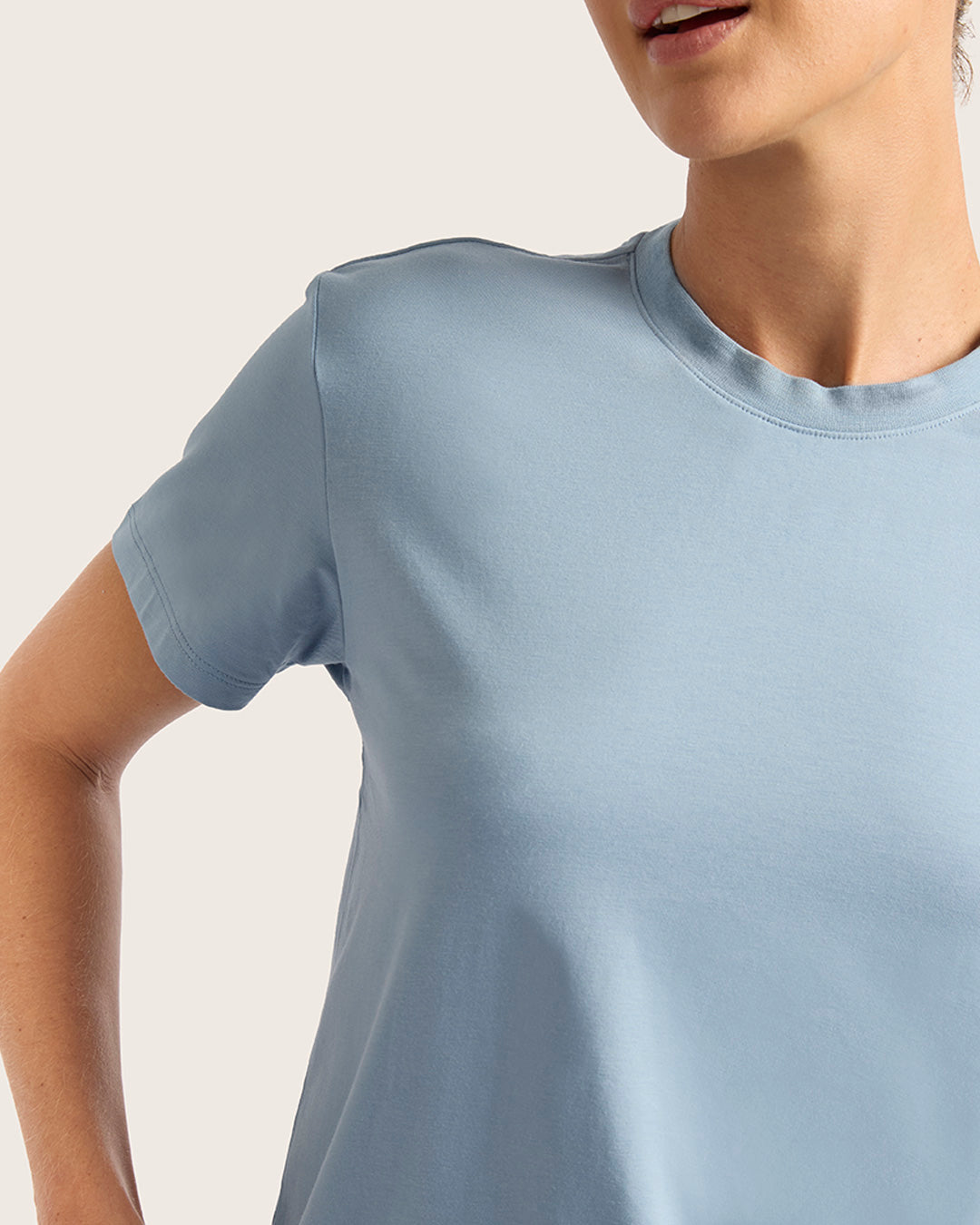 Women's Classic Crew Neck T-Shirt - Soft Cotton Sky Blue Tee for Casual Wear & Everyday Outfits