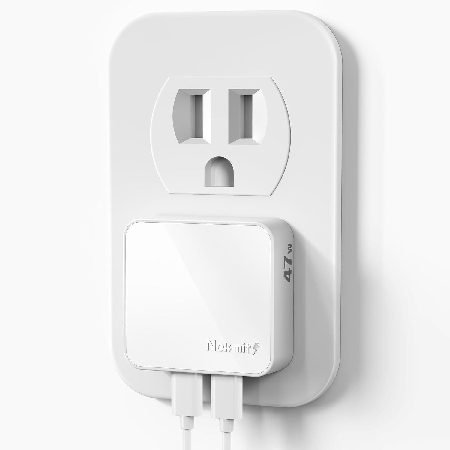 Nekmit 47W Dual Port USB C Wall Charger with PPS Fast Charging - Compatible with iPhone 15/15 Pro/15 Pro Max, Galaxy S23, MacBook Air, iPad, AirPods - Compact White Charging Block for Home, Office & Travel