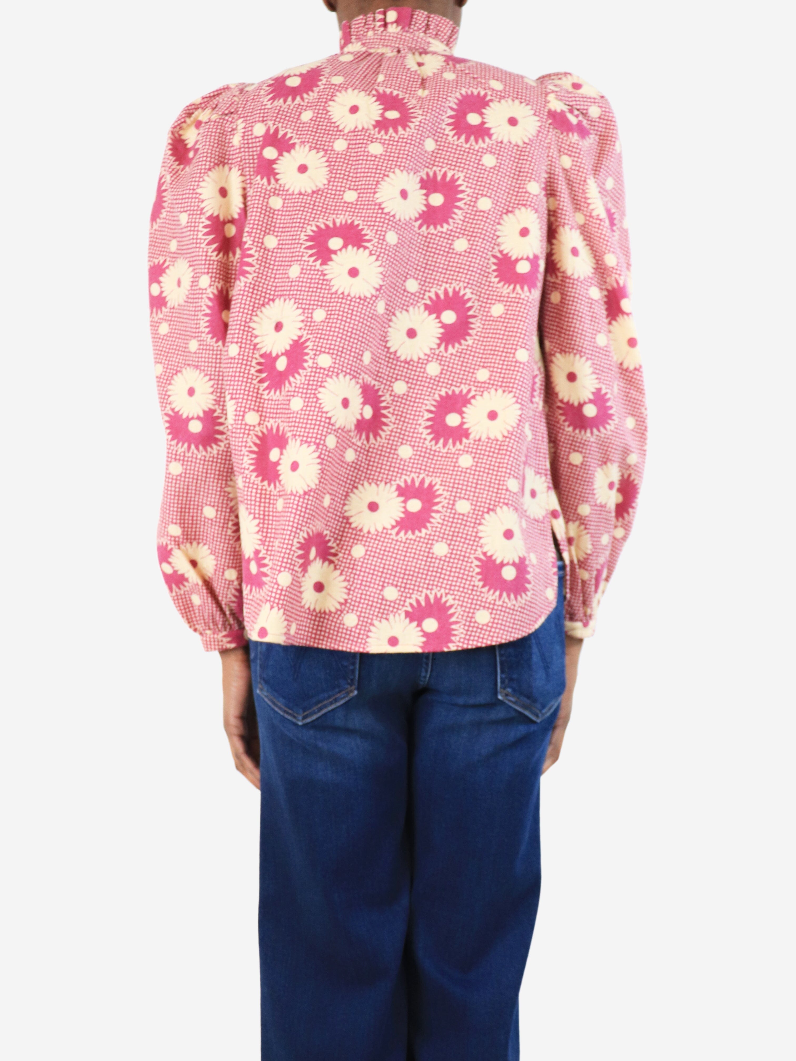 Berry Daisy Shirt for Women - Size XS | Floral Print Casual Top for Spring & Summer Outfits | Perfect for Dates, Picnics & Office Wear