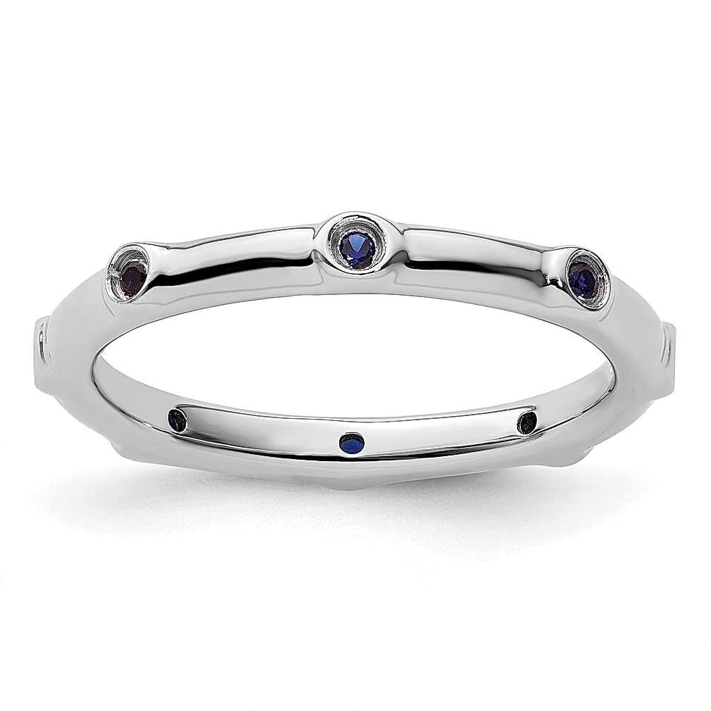 925 Sterling Silver Created Sapphire Ring - September Birthstone Stackable Band for Women | Elegant Gemstone Jewelry Gift for Her | Perfect for Anniversaries, Birthdays & Everyday Wear