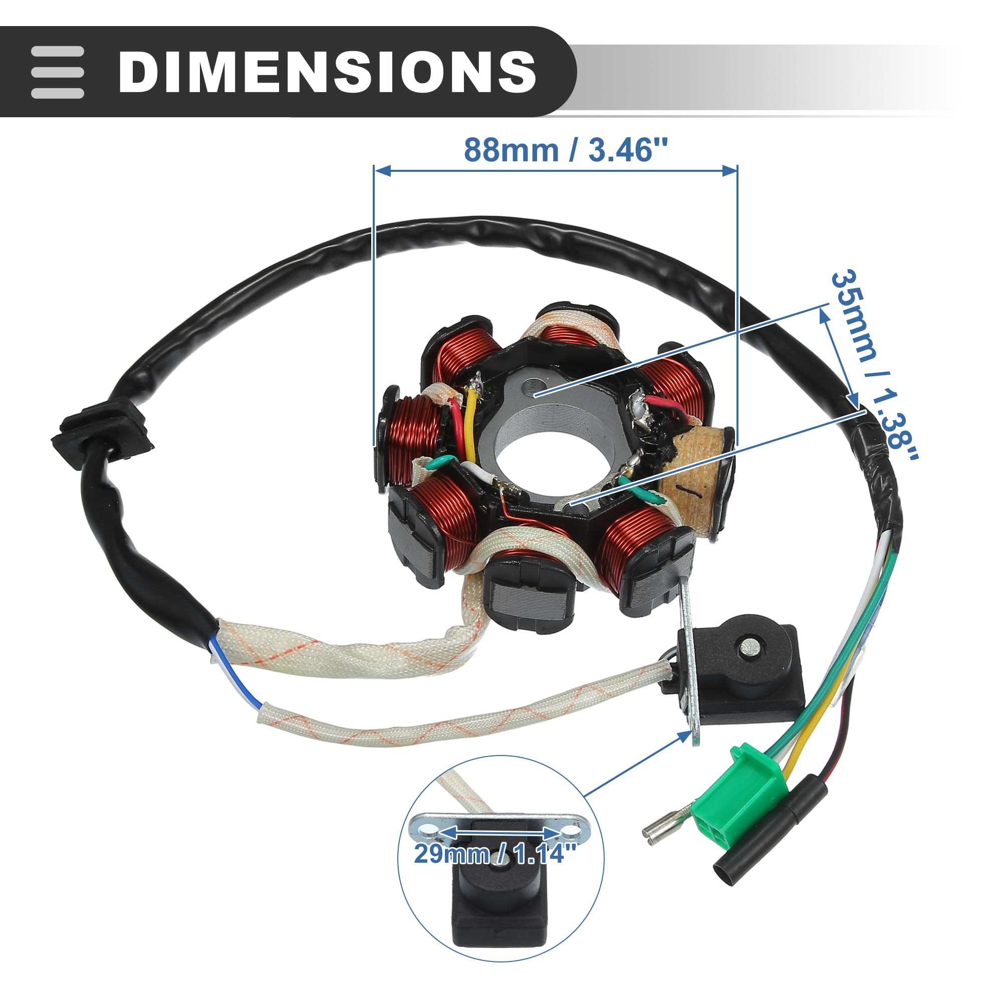 Motoforti Universal 5-Wire 8-Pole AC Magneto Stator Plate Ignition Coil for Motorcycle - Durable Metal & Plastic Construction - Black - Perfect for Motorcycle Engine Repair & Maintenance