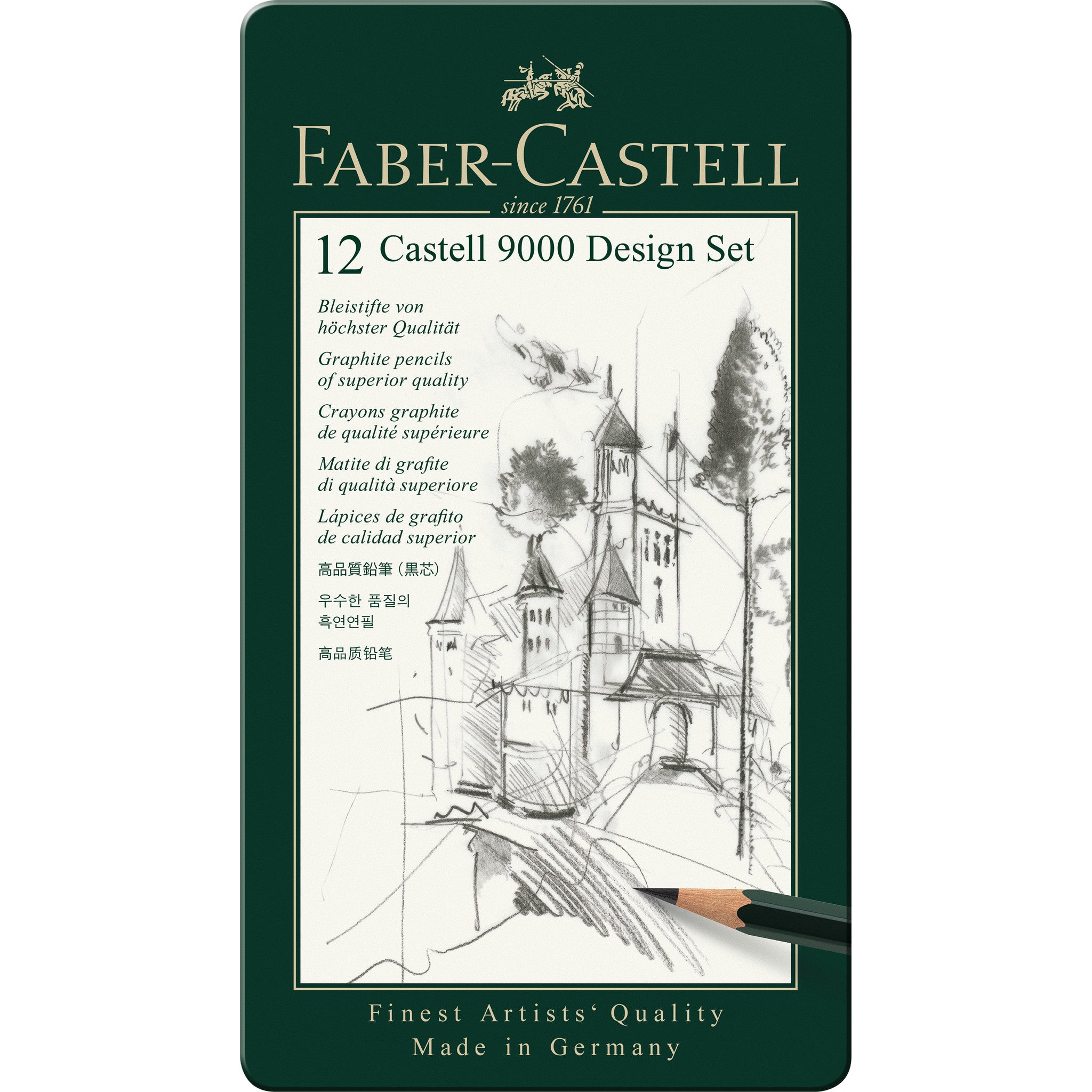 Castell 9000 Graphite Pencils - Premium Artist Drawing Set (12-Piece Tin) - Perfect for Sketching, Shading & Professional Artwork