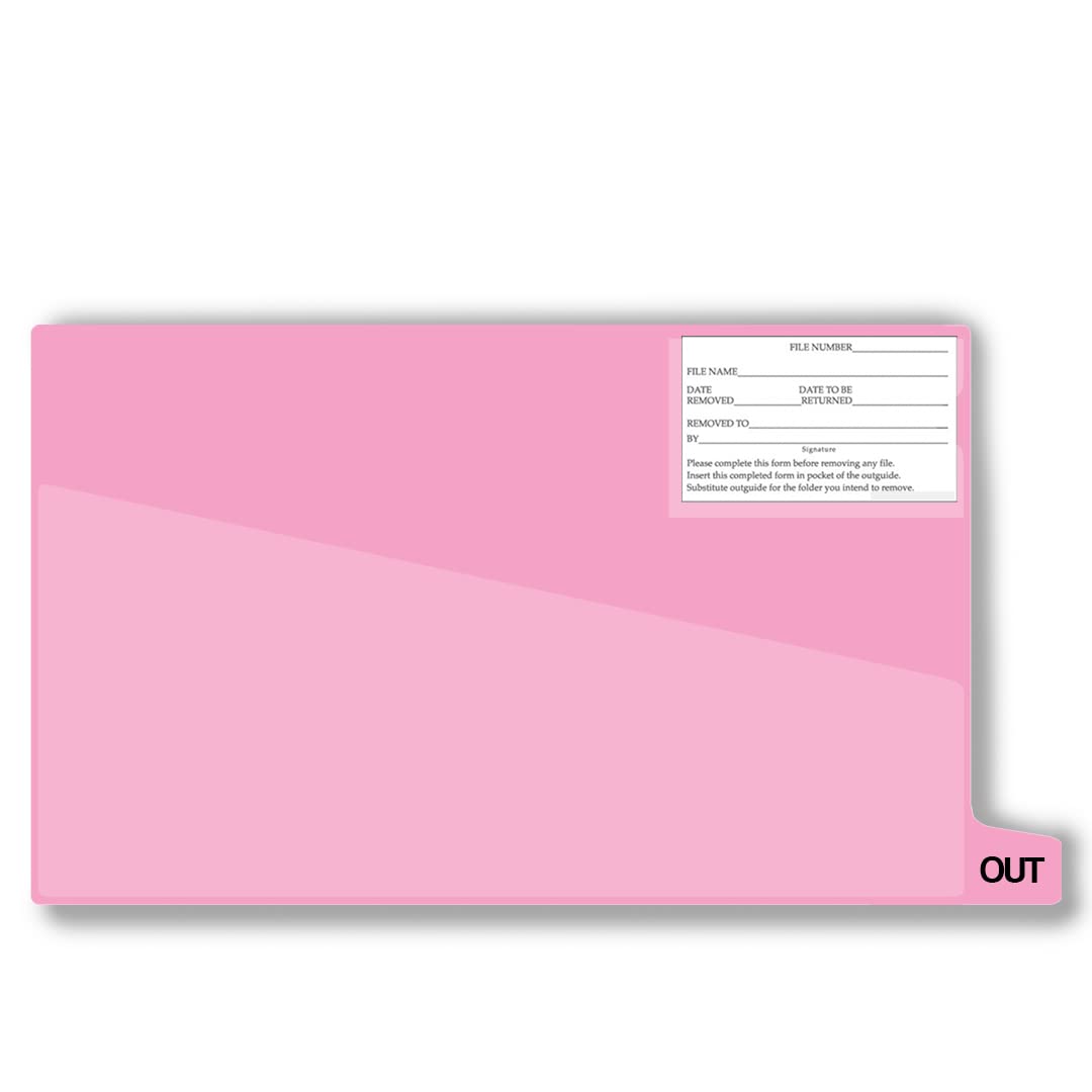 Doctor Stuff - Small Bottom Tab Vinyl Outguides with Diagonal Cut Front Pocket & Top Charge Out Slip Pocket | Plastic File Folder Legal Size 9
