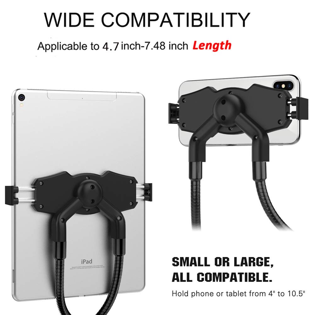 Hands-Free Phone Holder - Adjustable Gooseneck Mount for iPhone, Samsung, iPad - Perfect for Bed, Office & Travel