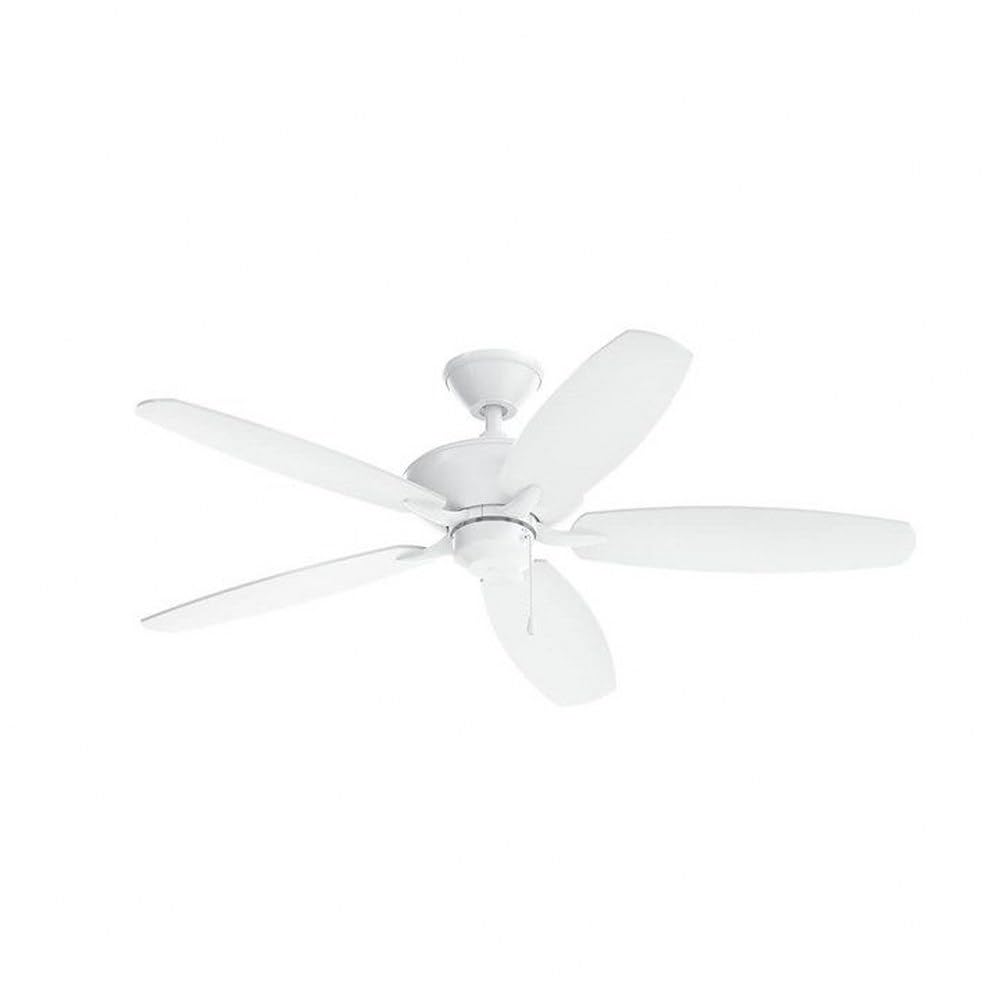 Kichler 52 Inch Indoor Ceiling Fan with LED Light and Remote Control - Modern White Finish for Living Room, Bedroom, and Office