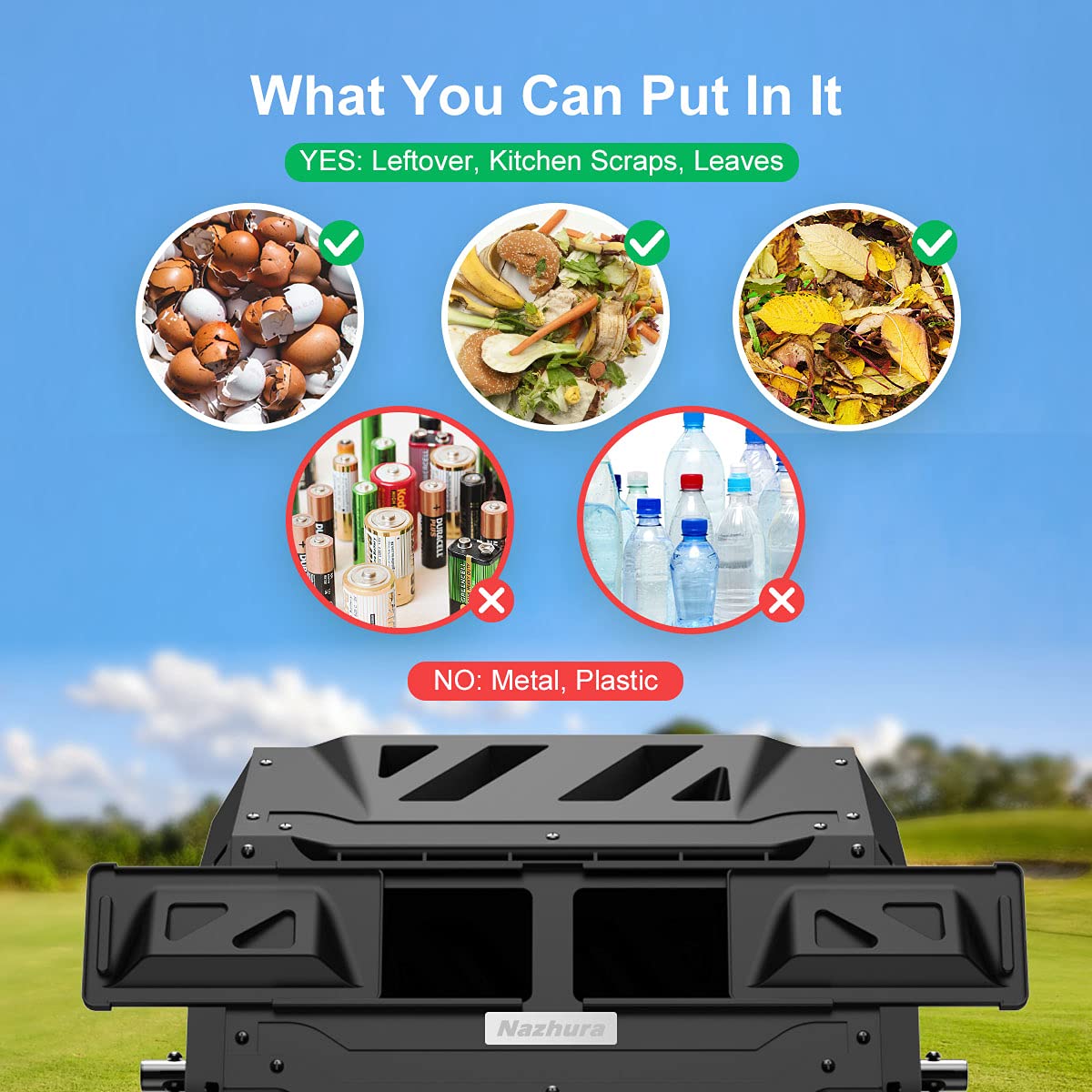 Dual Chamber 43 Gallon Compost Tumbler Bin with Free Pearson's Gardening Gloves - Efficient Outdoor Composting System for Organic Waste, Garden & Yard