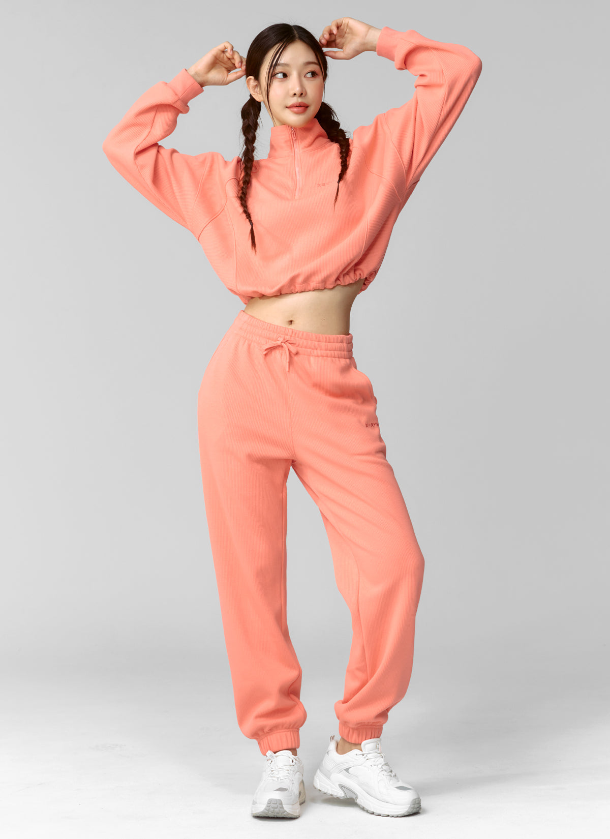 Soft Peach Ribbed Jogger Pants for Women - Comfortable Elastic Waist Lounge Pants - Perfect for Yoga, Running, Travel & Home Relaxation