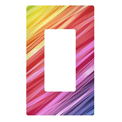 Colorful Stripe Art Plates Single Rocker Switch & Wall Plate Cover - Modern Home Decor for Living Room, Bedroom, and Office