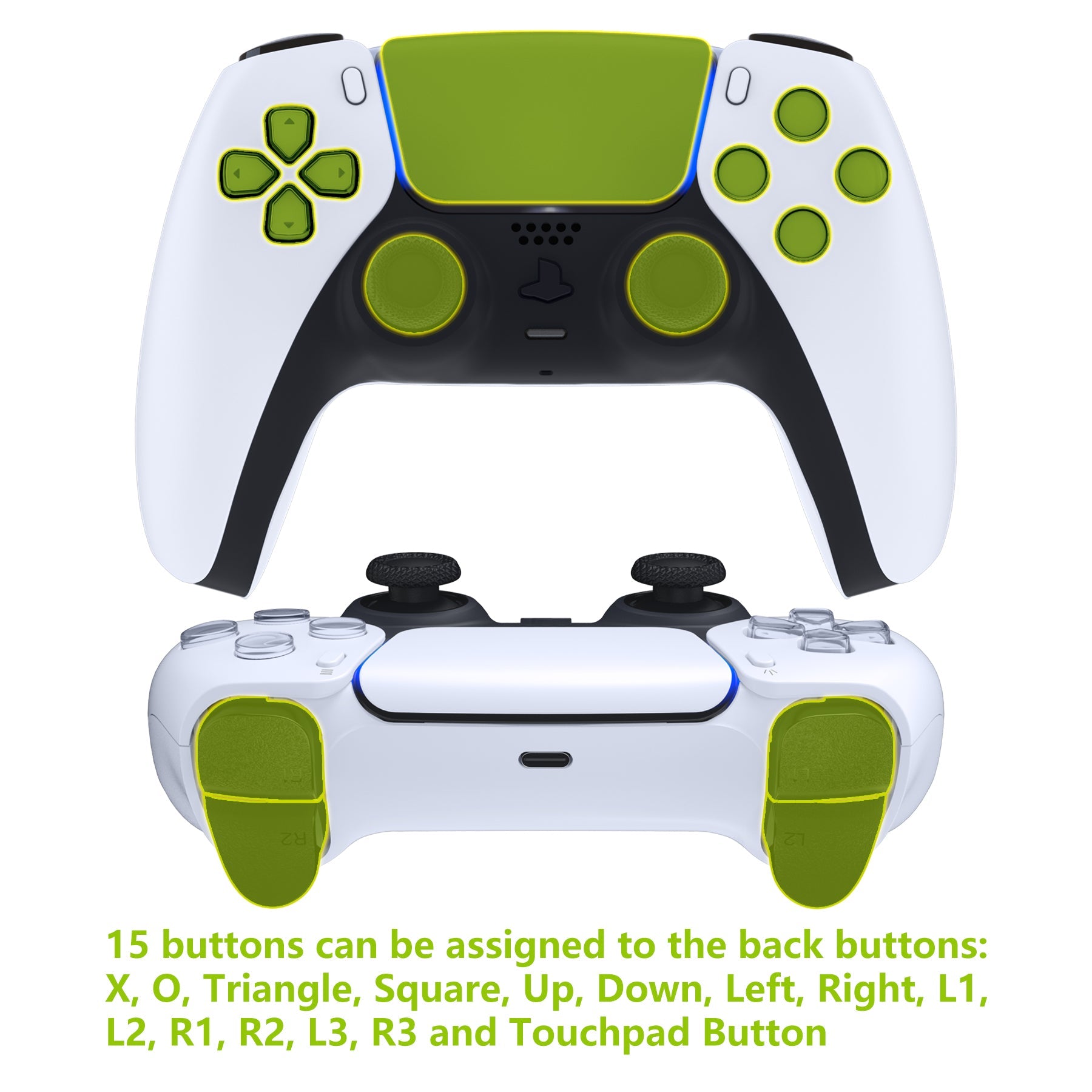 eXtremeRate Remappable Rise 2.0 Remap Kit for PS5 Controller BDM 010 & BDM 020 - Textured Blue Back Buttons - Perfect for Gaming, FPS, Racing & Competitive Play
