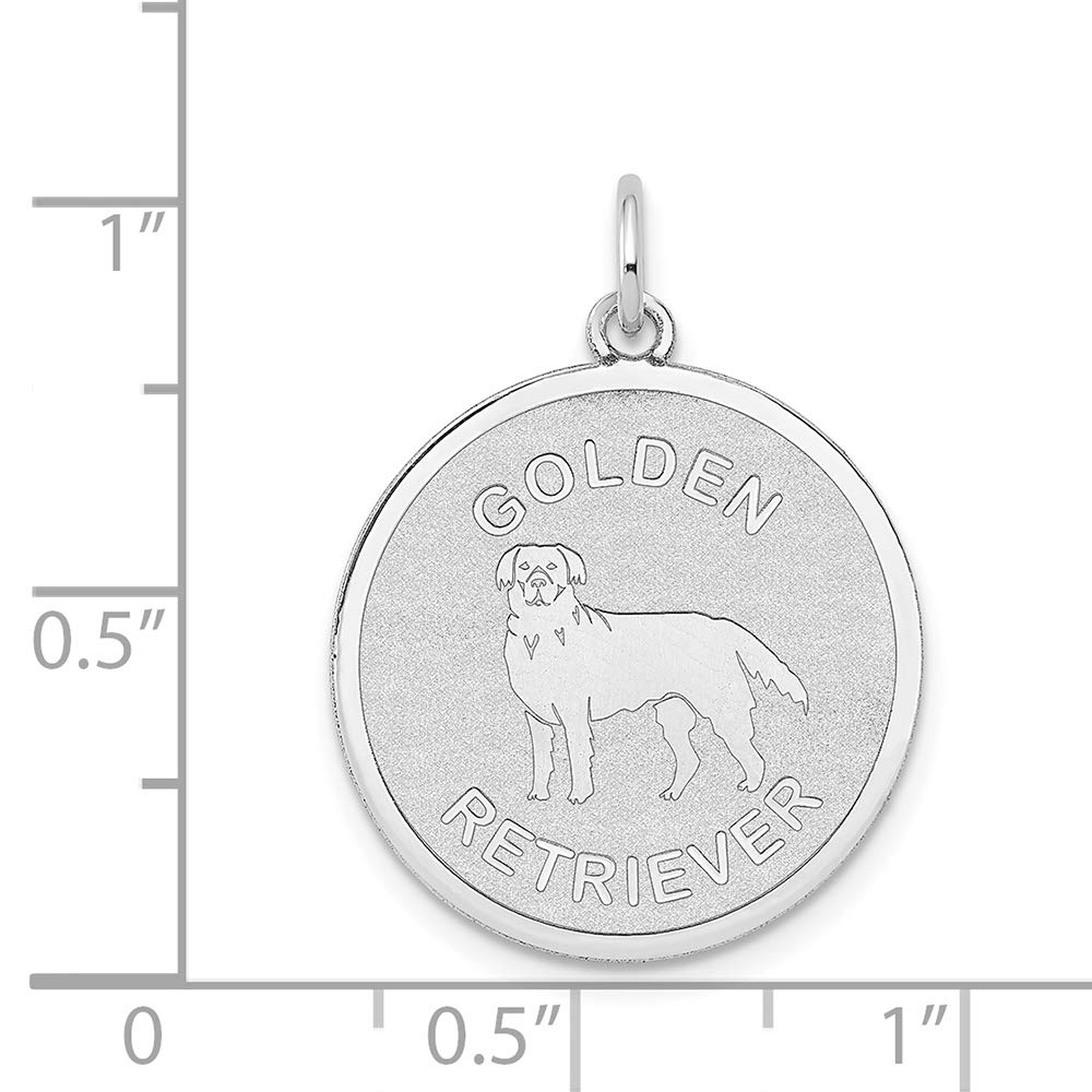 14K White Gold Engravable Golden Retriever Disc Charm - Personalized Pet Jewelry for Dog Lovers, Perfect for Necklaces, Bracelets & Gifts