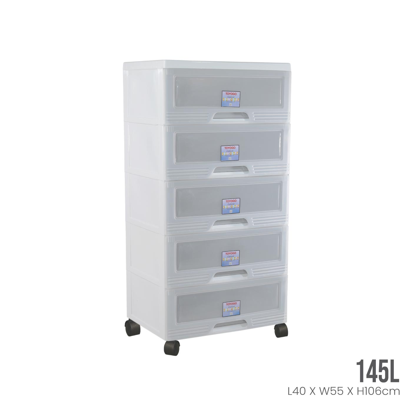 WHITE FRAME TRANSLUCENT DRAWER (609-5WF-TPT)