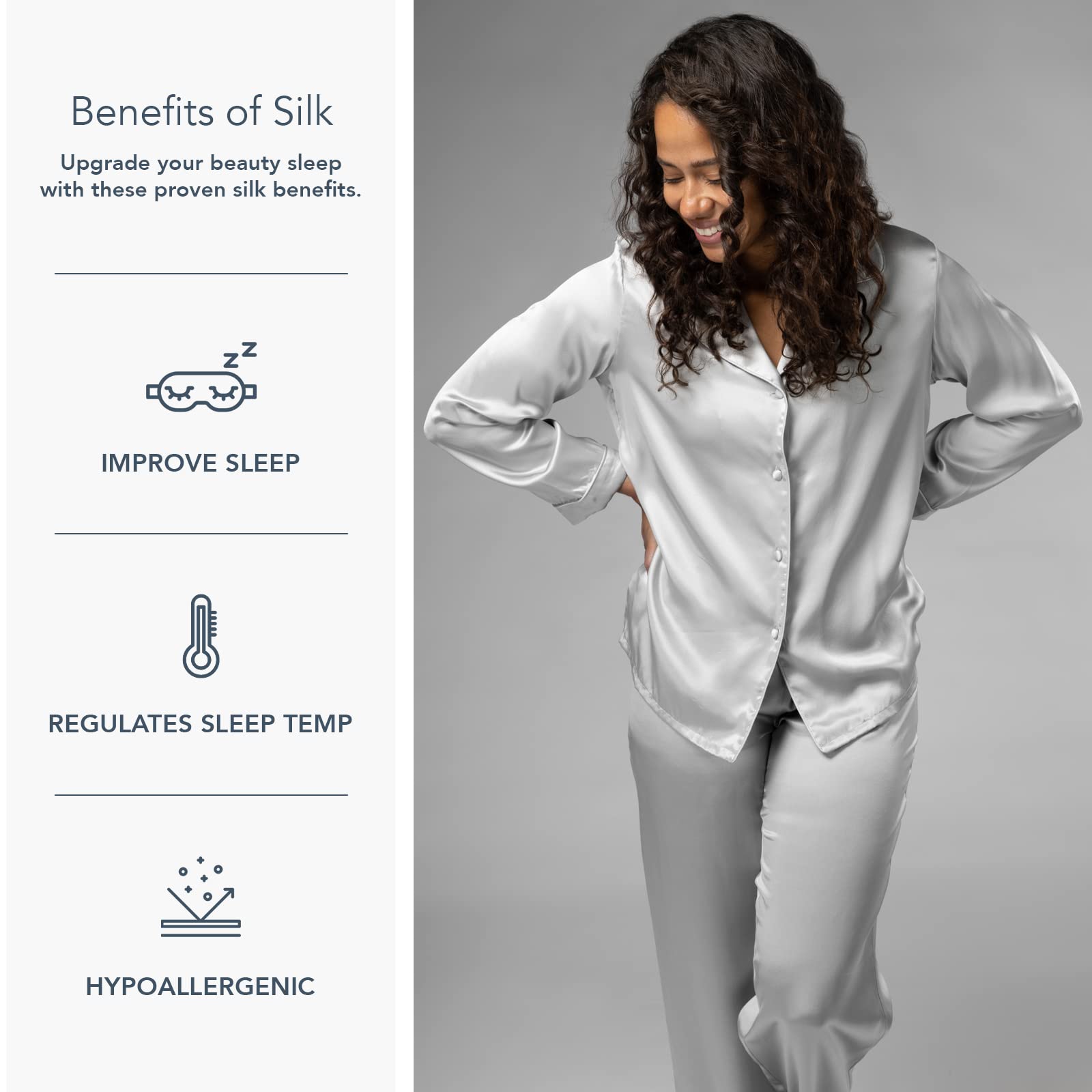 Fishers Finery Women's 100% Pure Mulberry Silk Pajama Set - Long Sleeve Nightwear with Gift Box for Luxurious Sleep & Relaxation