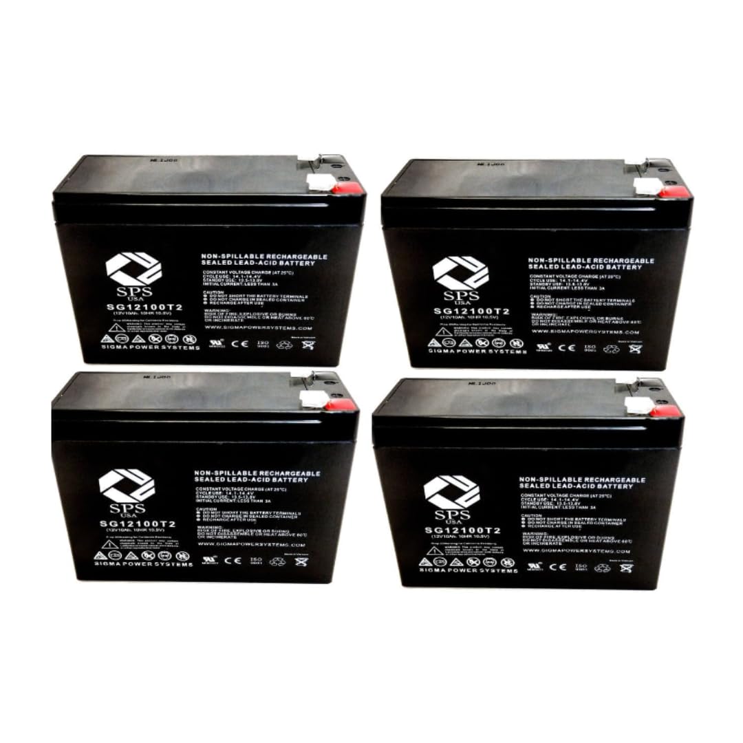 SPS Brand 12V 10Ah Replacement Battery for iZip i-750 36V Electric Scooter - Pack of 4 (Requires 3 Batteries) - Perfect for Commuting, Campus Travel & Last-Mile Delivery