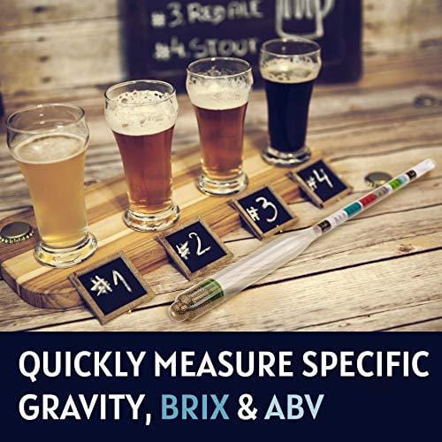 Chefast Triple Scale Hydrometer & Test Jar Kit for Wine, Beer, Mead, Kombucha - Includes 250ml Plastic Cylinder, Cleaning Brush, Cloth & Storage Bag | Perfect for Home Brewing, Fermentation Monitoring & Alcohol Content Testing