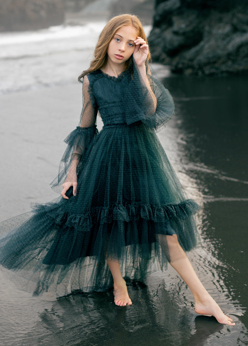 Halsey Impact Dress in Deep Spruce Green - Elegant A-Line Midi Dress for Women | Perfect for Weddings, Parties & Special Occasions
