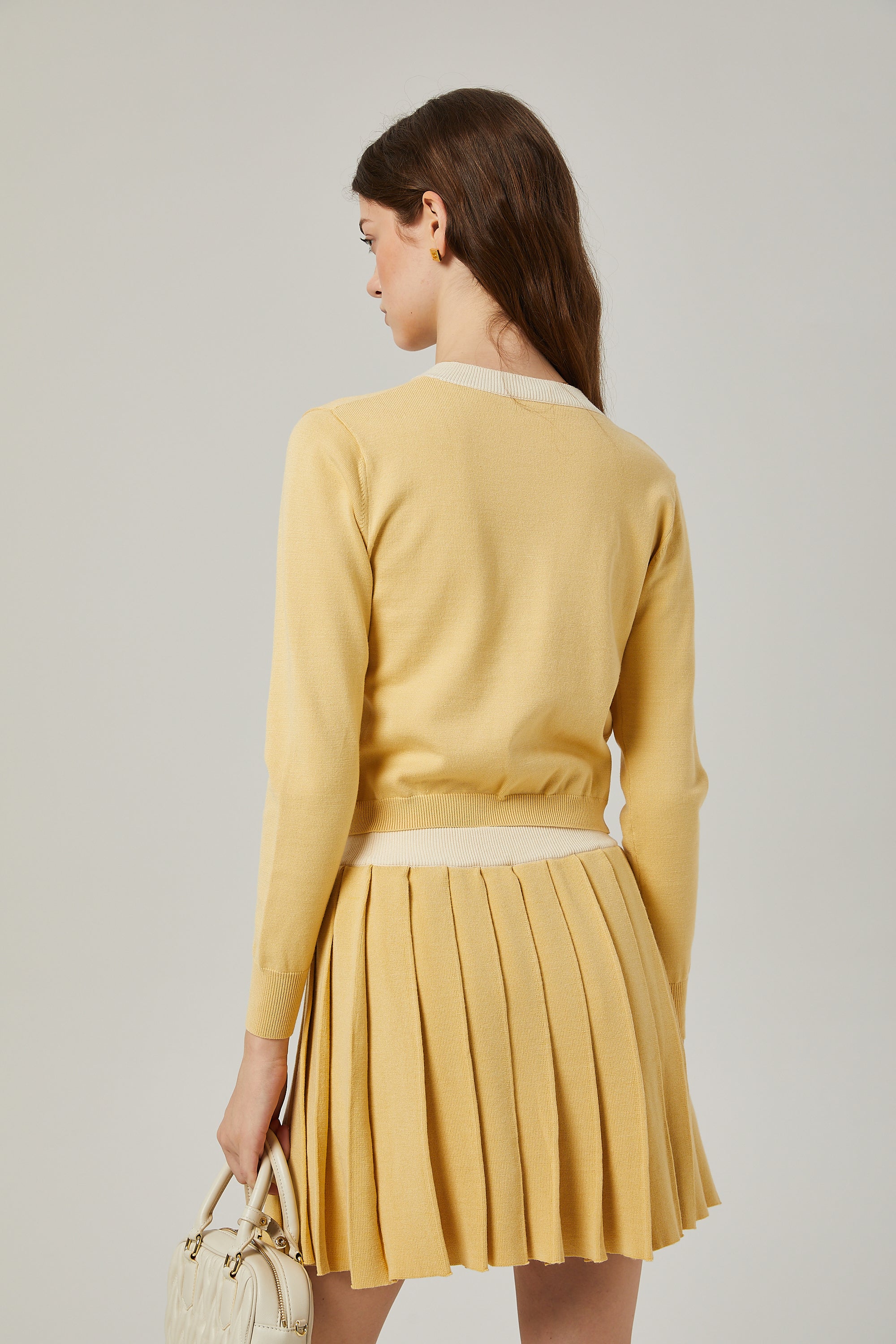 Clémence Wool Cardigan & Skirt Matching Set - Women's Cozy Winter Outfit for Office, Date, and Casual Wear