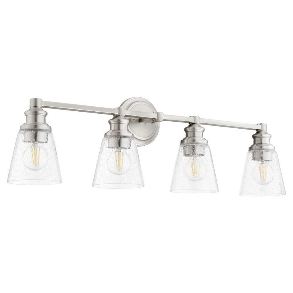 Quorum 509-4-65 Transitional Four Light Vanity Light Fixture - Dunbar Collection in Pewter, Nickel & Silver Finish - Perfect for Bathroom, Dressing Room & Luxury Home Decor