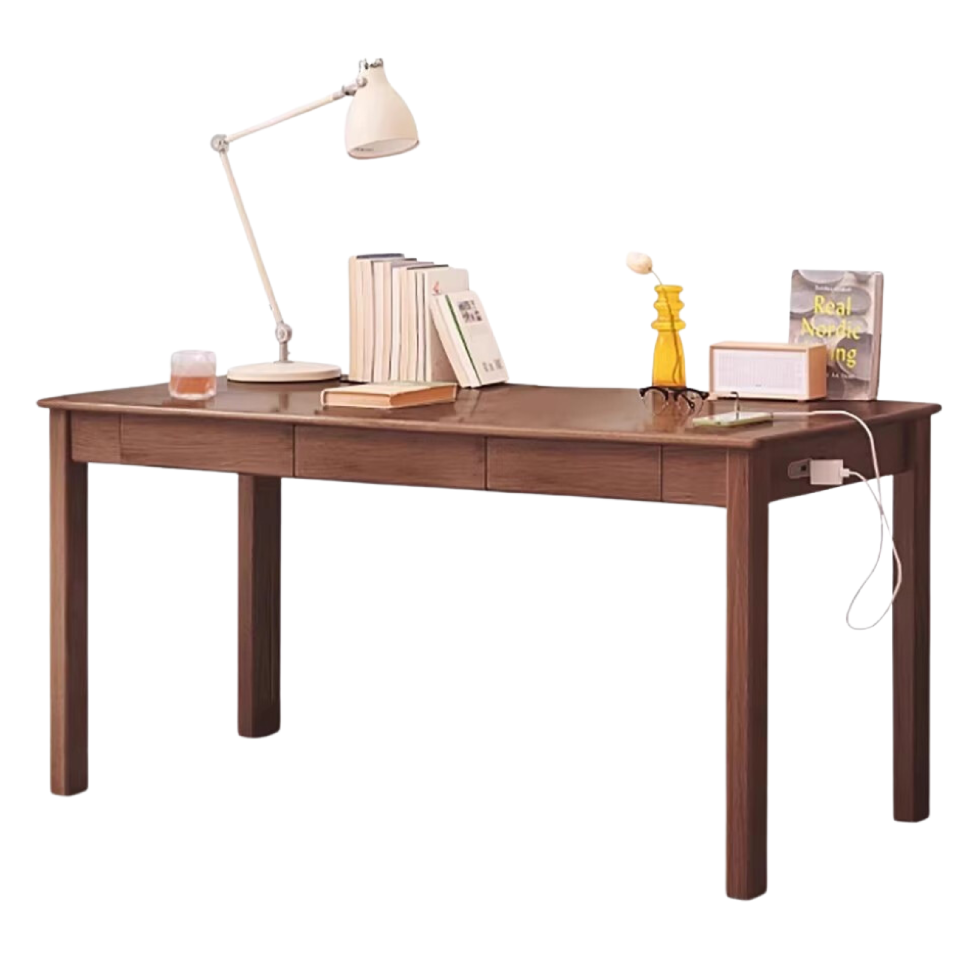 Premium Solid Wood Office Desk - Black Walnut, Oak & Ash Options | Modern Home Office & Executive Workspace Furniture