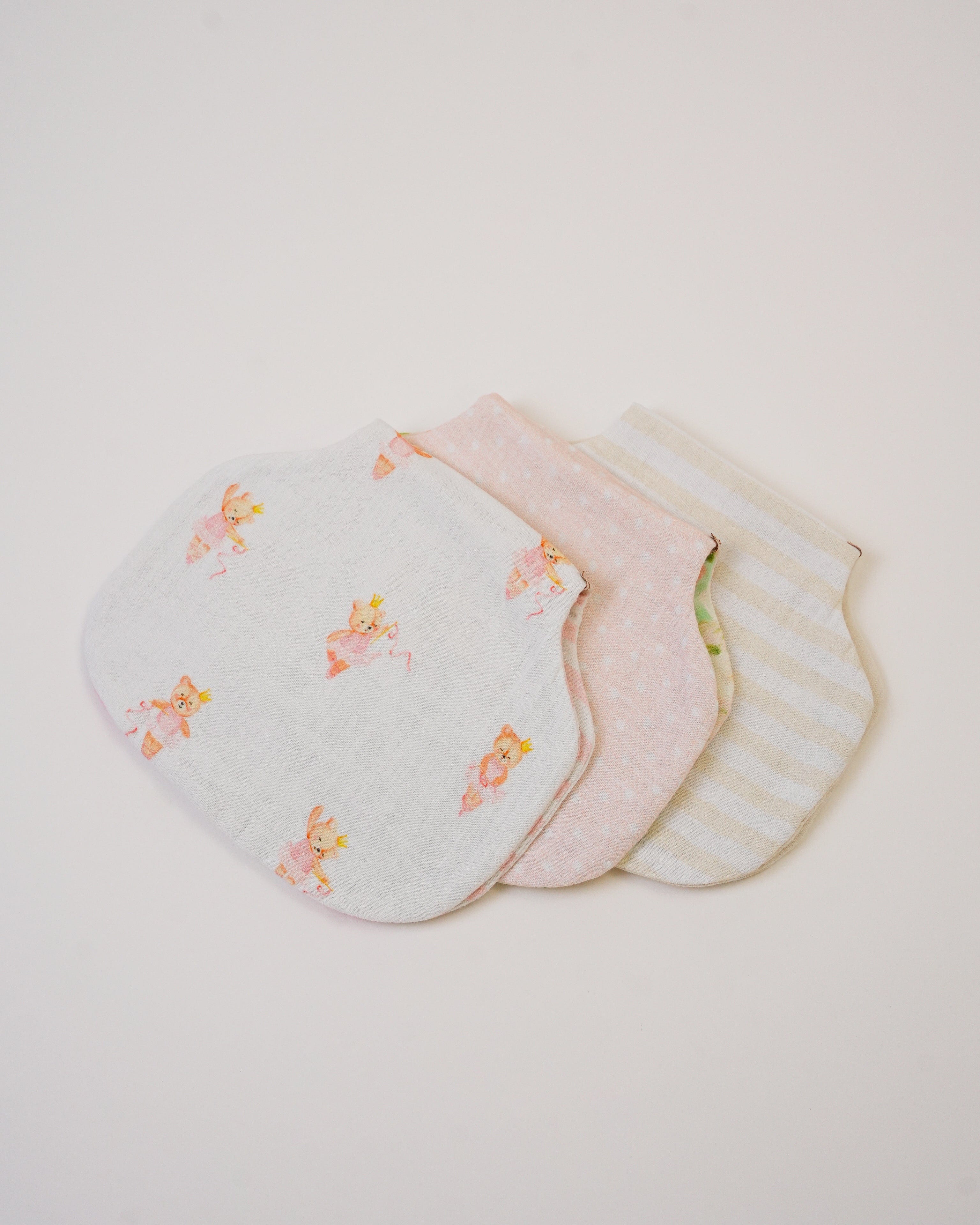 3-Pack Baby Burp Cloths Set - Ballerina, Floral & Striped Designs | Soft Absorbent Drool Bibs for Newborns & Infants | Perfect for Feeding, Nursing & Spit-Up Protection