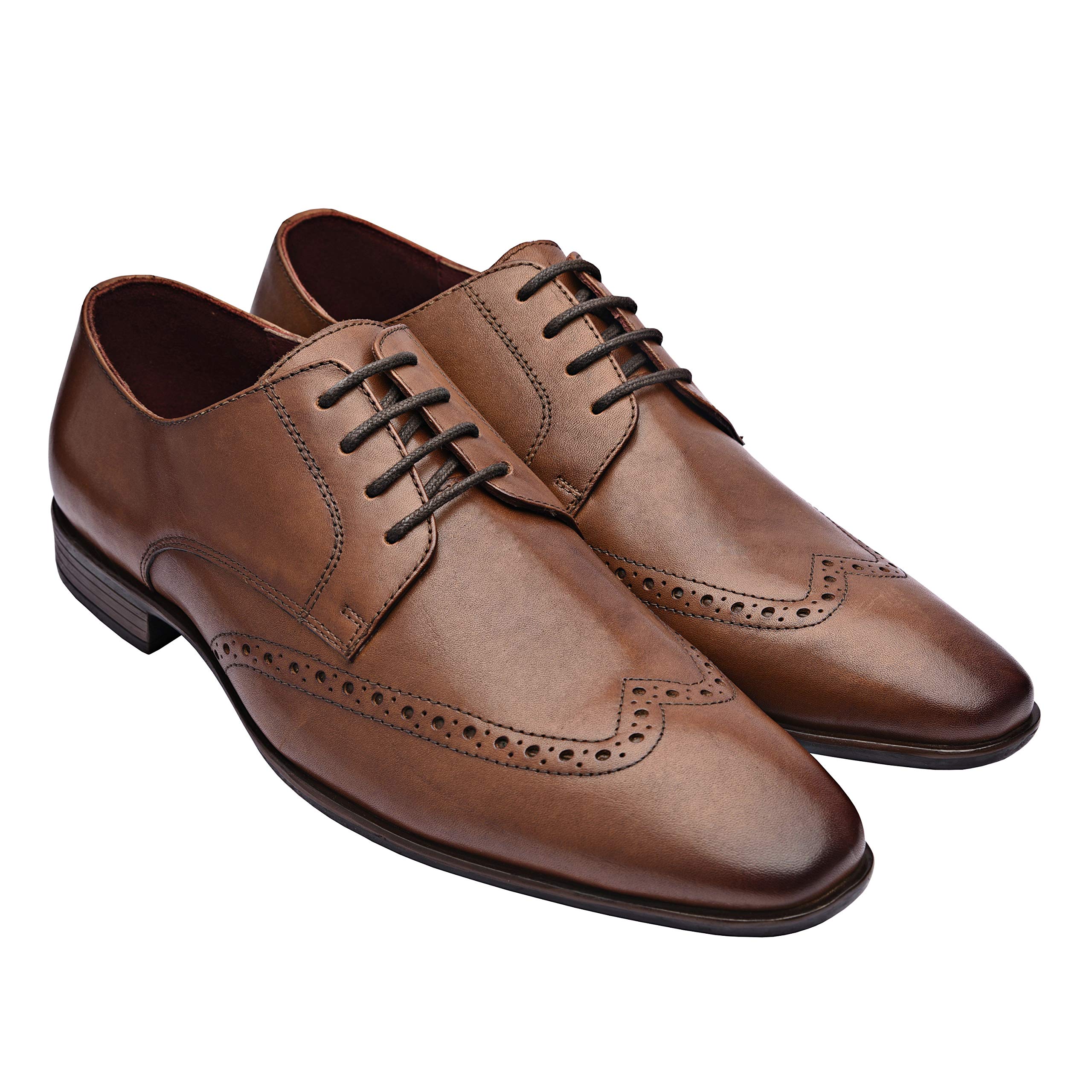Andre Genuine Leather Men's Wingtip Oxford Dress Shoes - Lace Up Low Heel TPR Sole for Business & Formal Wear - Comfortable Office & Wedding Shoes