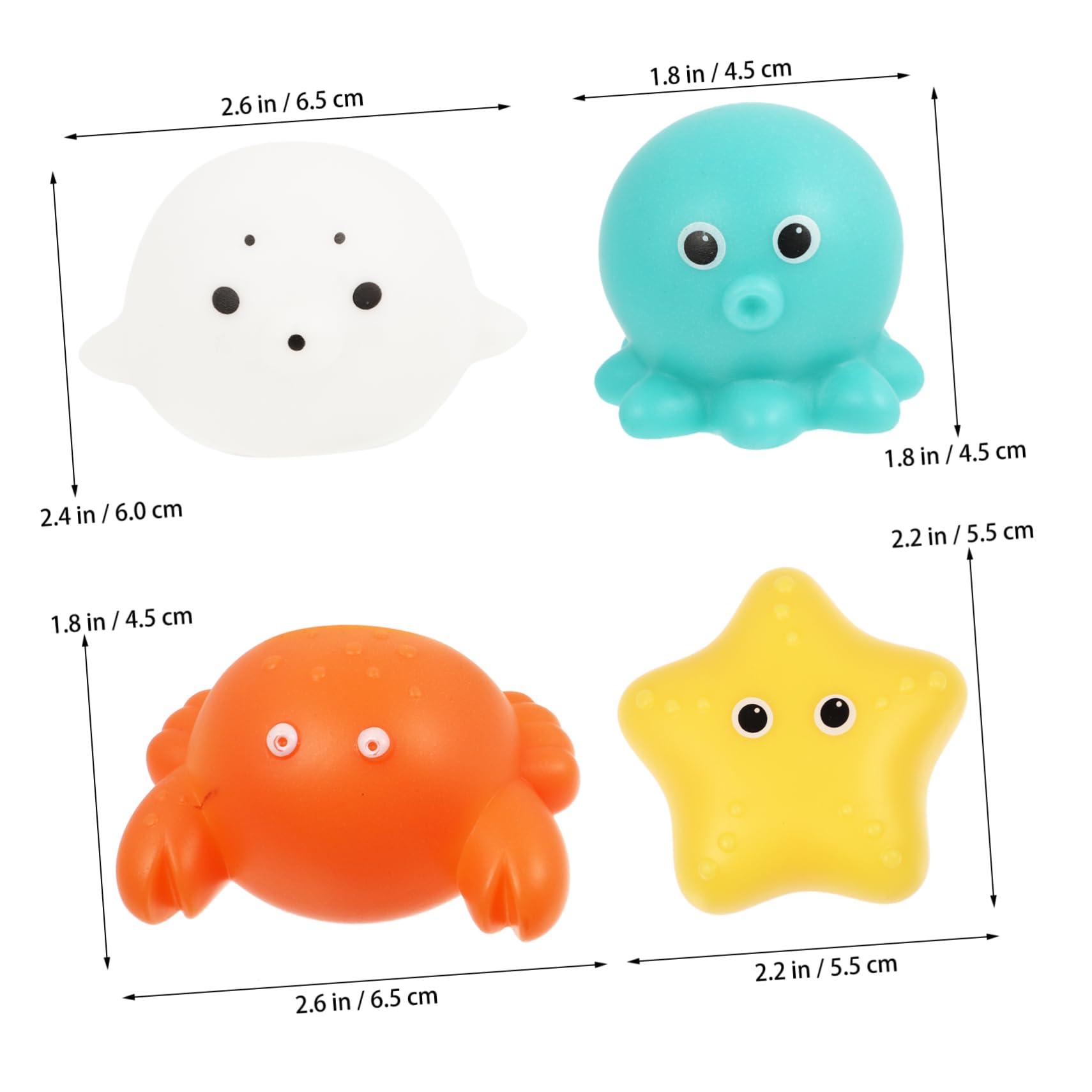 DRESSOOS 4-Piece Light Up Floating Water Toys - Glow in Dark Bath & Pool Toys for Kids, Fun Learning Sea Lion Vinyl Bathtub Toys for Toddlers | Perfect for Night Swimming, Sensory Play & Bath Time Fun