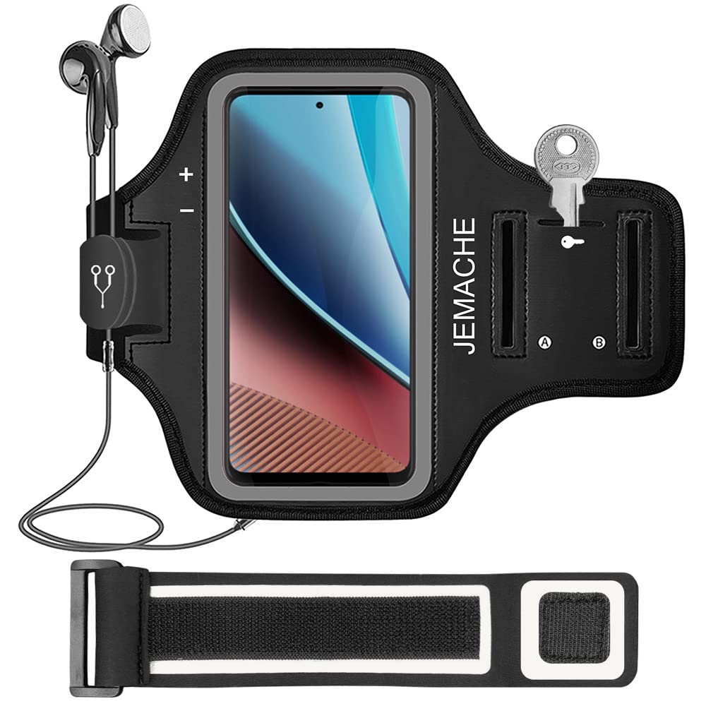 **JEMACHE Motorola Moto G Stylus/Pure/Power/Play (5G) 2021-2023 Armband - Adjustable Running & Gym Workout Phone Holder (Black) - Perfect for Jogging, Fitness Training & Outdoor Activities**