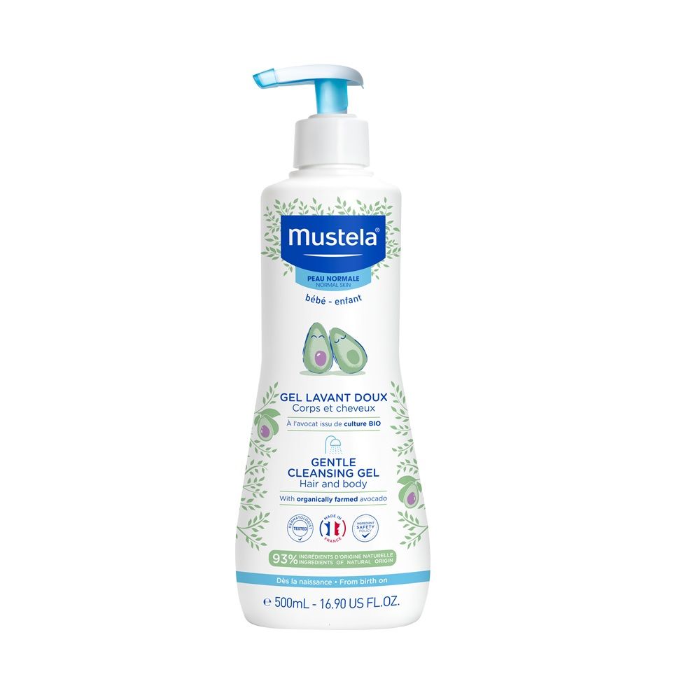 Mustela Baby Gentle Cleansing Gel for Hair & Body - 500ml | Hypoallergenic & Tear-Free Baby Wash | Perfect for Newborns, Infants & Sensitive Skin | Bath Time & Daily Care Essential