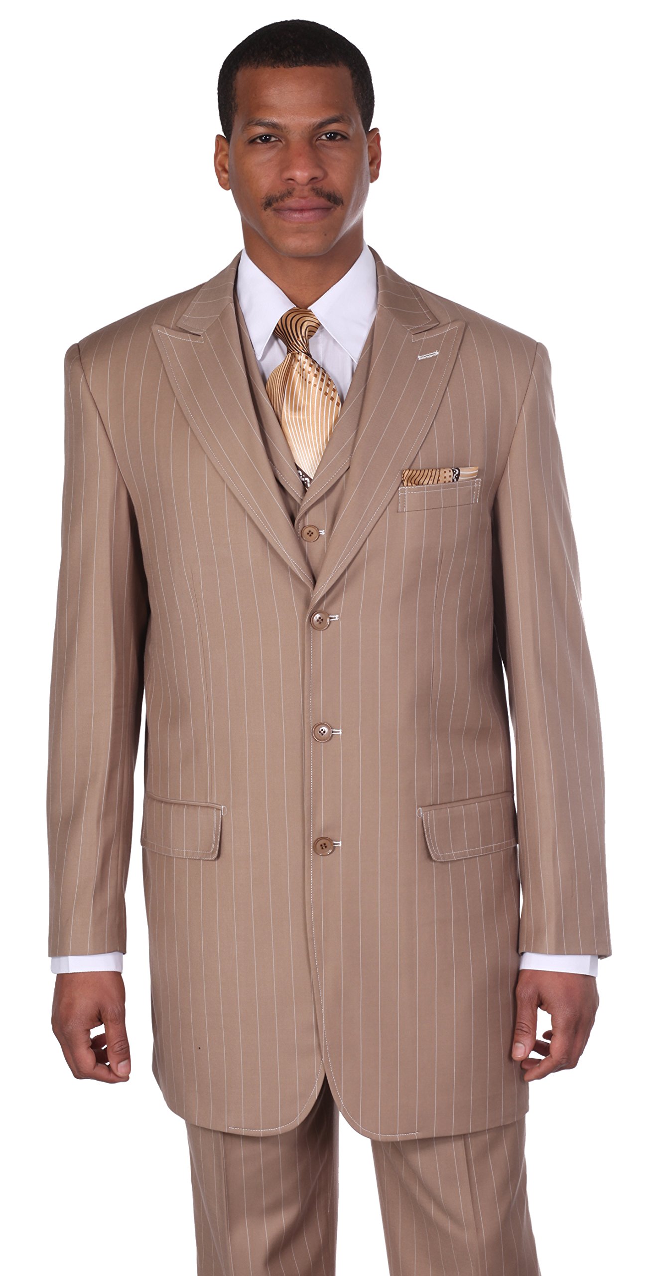 Milano Moda Men's 3 Piece Gangster Pin-Striped Suit with Vest 5903v - Premium Formal Wear for Weddings, Parties & Special Occasions