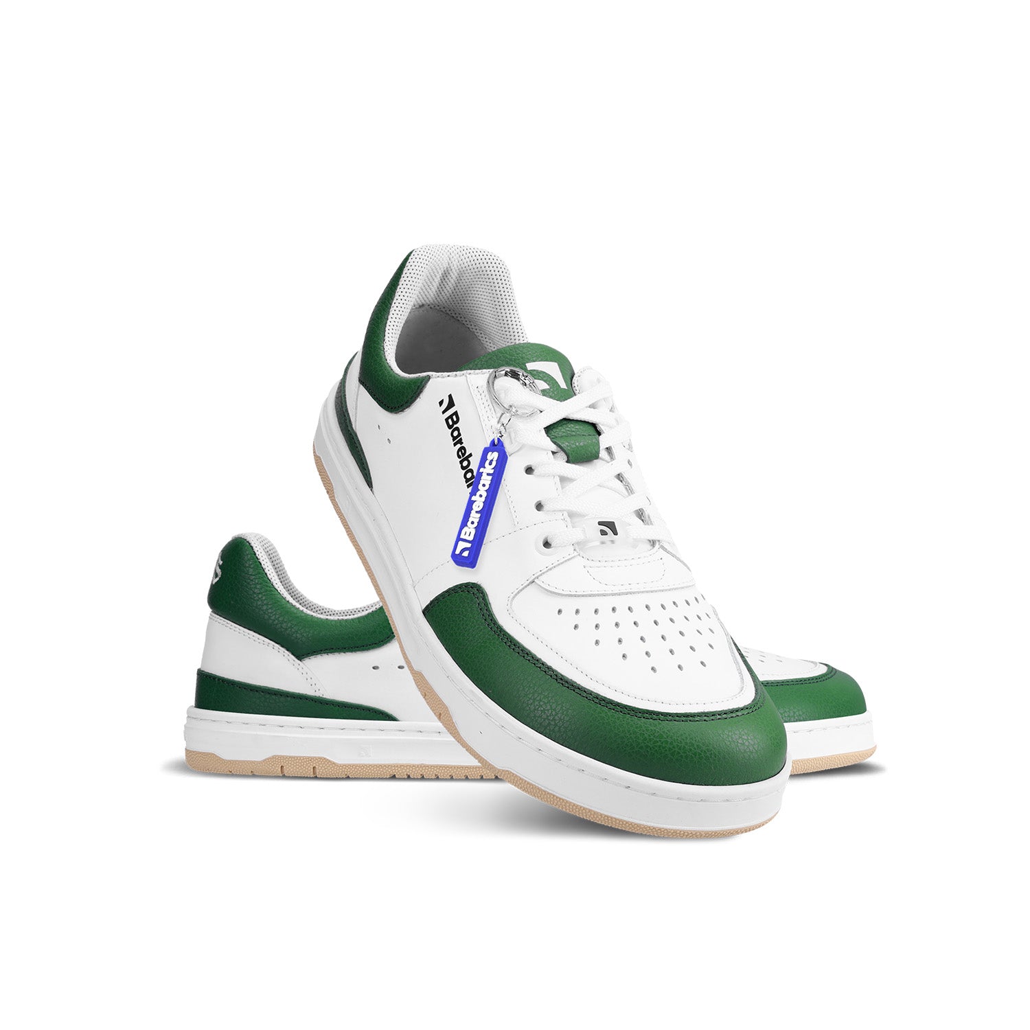 Barefoot Sneakers for Men & Women - Barebarics Wave White & Dark Green Minimalist Shoes | Lightweight, Flexible & Comfortable for Running, Walking & Gym Workouts