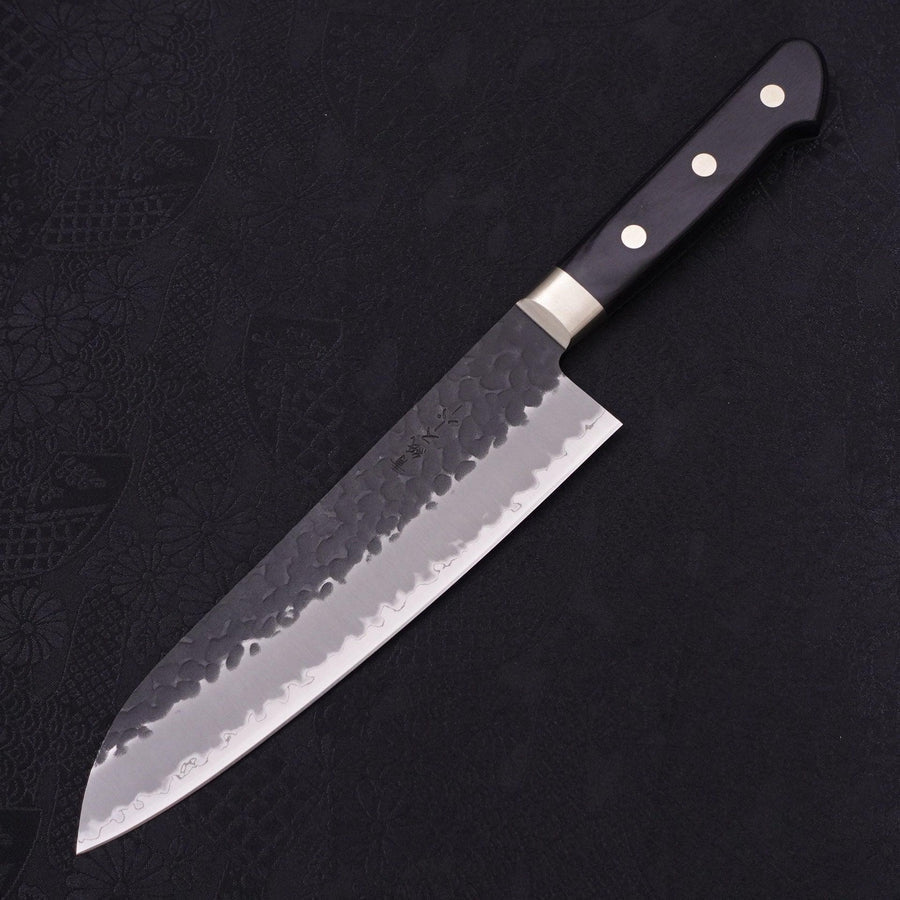 Premium Santoku Knife 180mm - Blue Super Steel, Stainless Clad, Kurouchi & Tsuchime Finish with Western Handle - Perfect for Slicing, Dicing, and Chopping Vegetables, Meat, and Fish