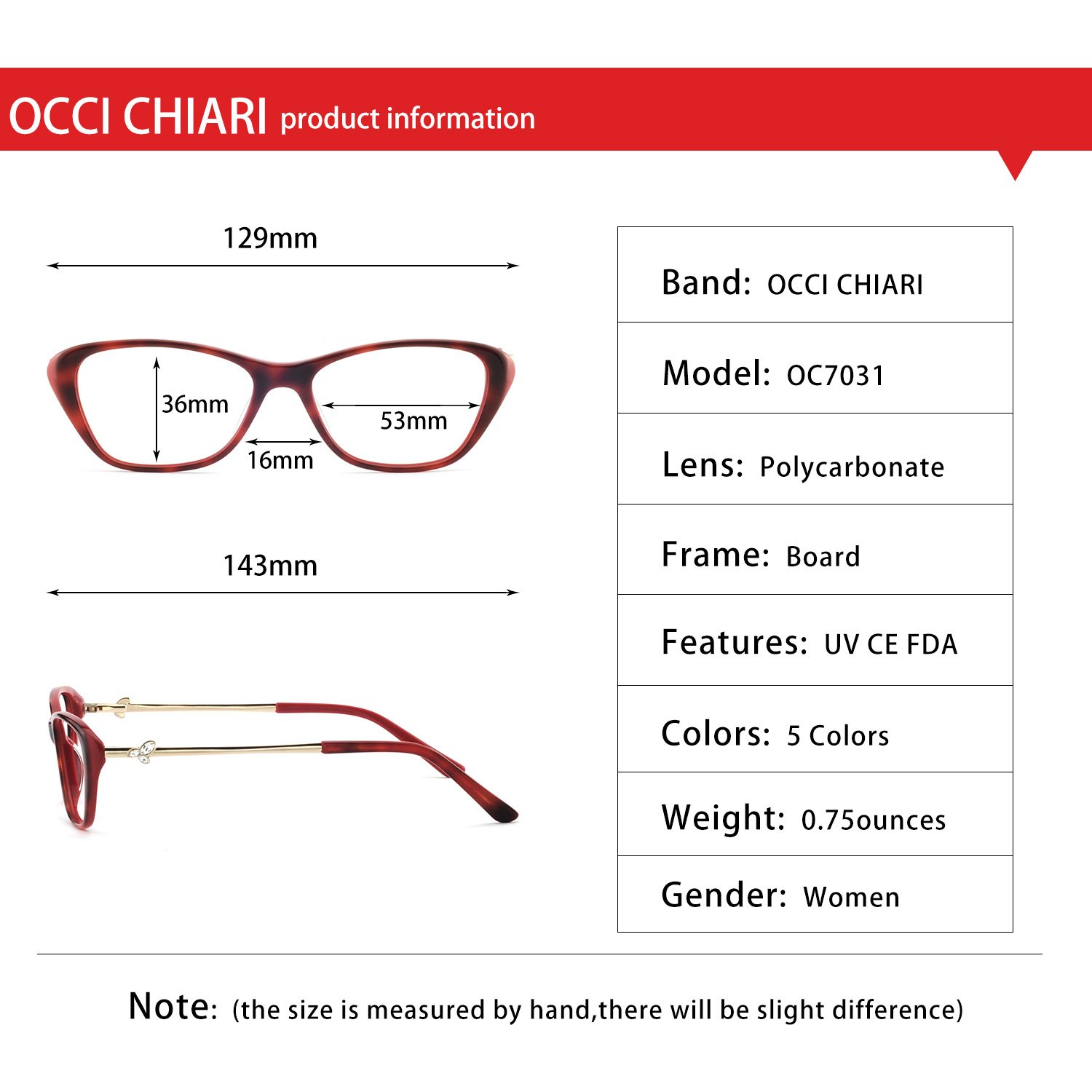 OCCI CHIARI Blue Light Blocking Glasses for Women - Stylish Cat Eye Computer Glasses with Anti-UV & Anti-Eye Strain - Perfect for Office Work, Gaming & Screen Time